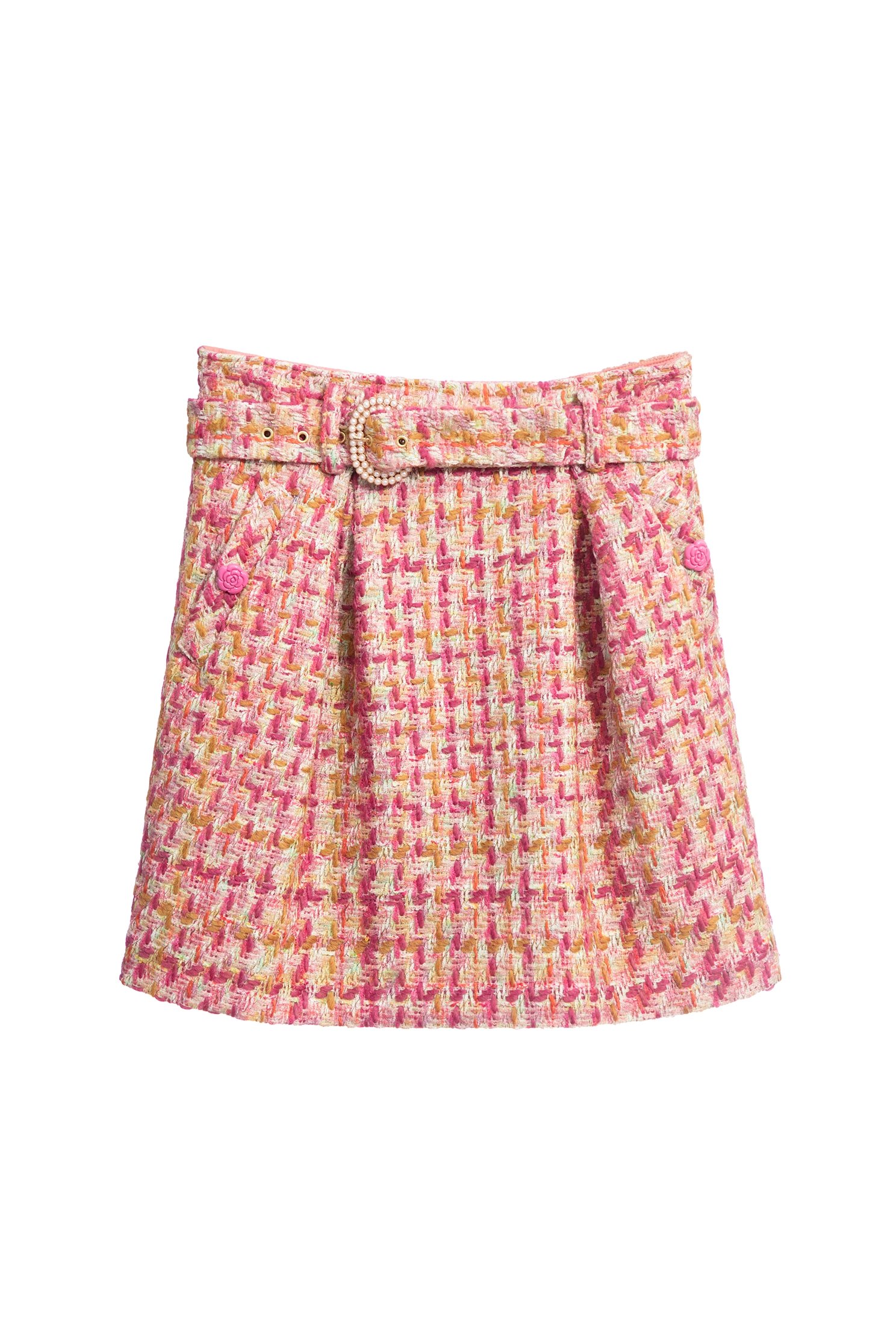 Front Pleat Tweed SkirtFront Pleat Tweed Skirt,pearl,Mini skirts,Season (AW) Look,Belts