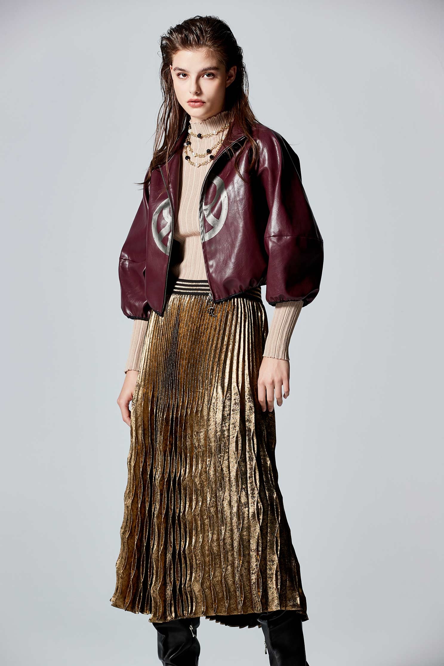 Pleated Metallic SkirtPleated Metallic Skirt,Pleated skirts,Season (AW) Look,Midi skirts