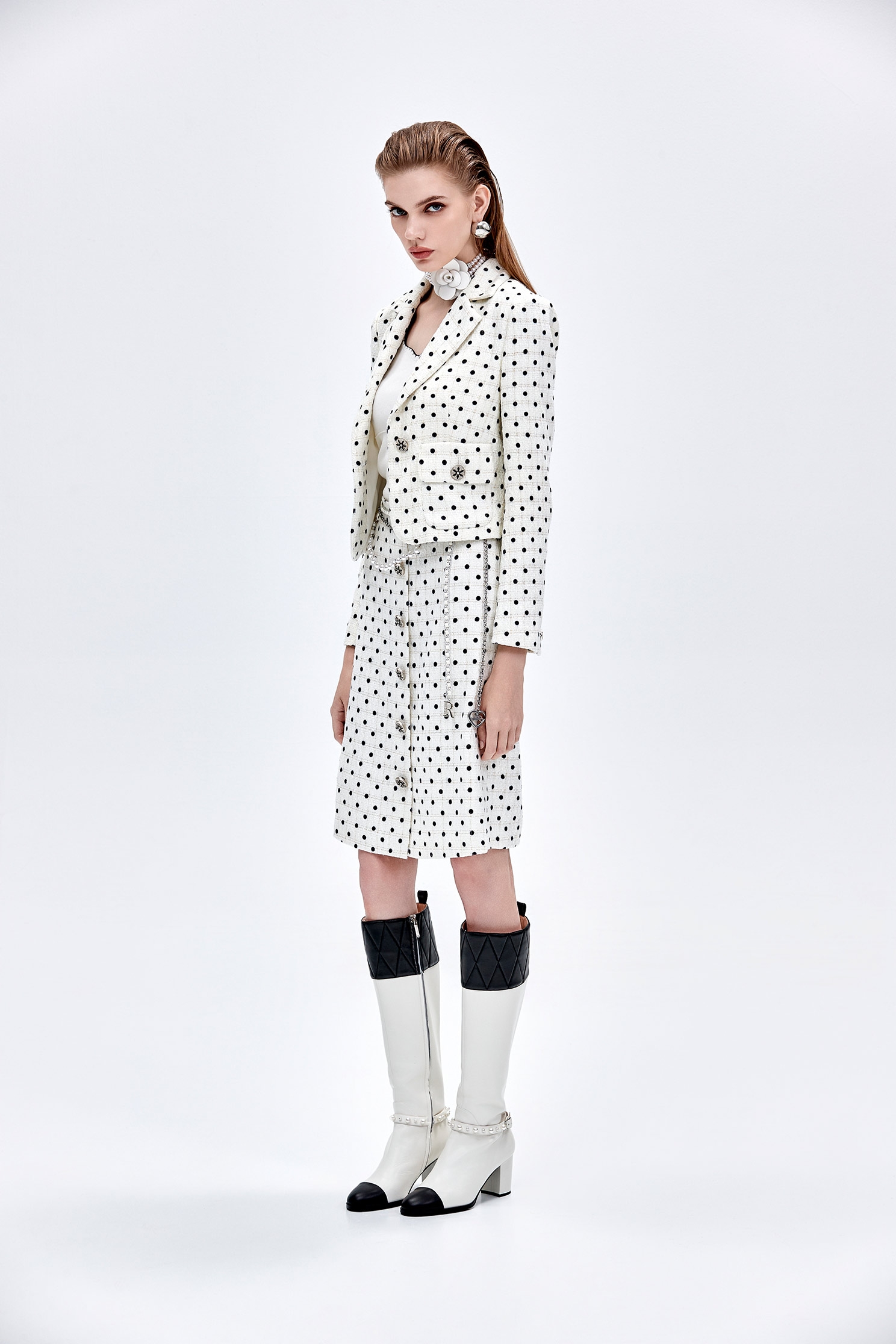 Retro Polka Dot A-line SkirtRetro Polka Dot A-line Skirt,A-Line skirts,dotcollection,pearl,Season (AW) Look