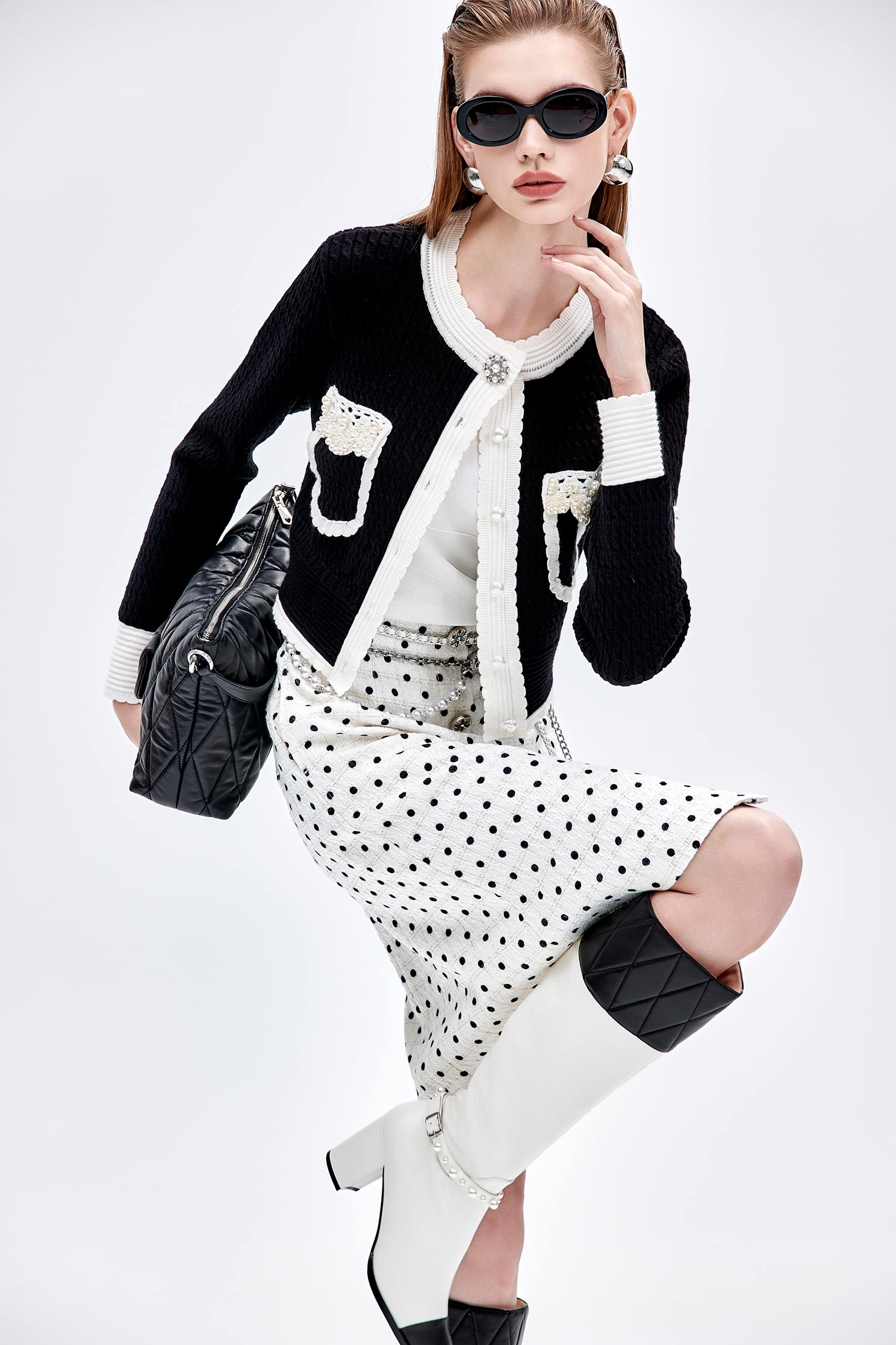 Retro Polka Dot A-line SkirtRetro Polka Dot A-line Skirt,A-Line skirts,dotcollection,pearl,Season (AW) Look