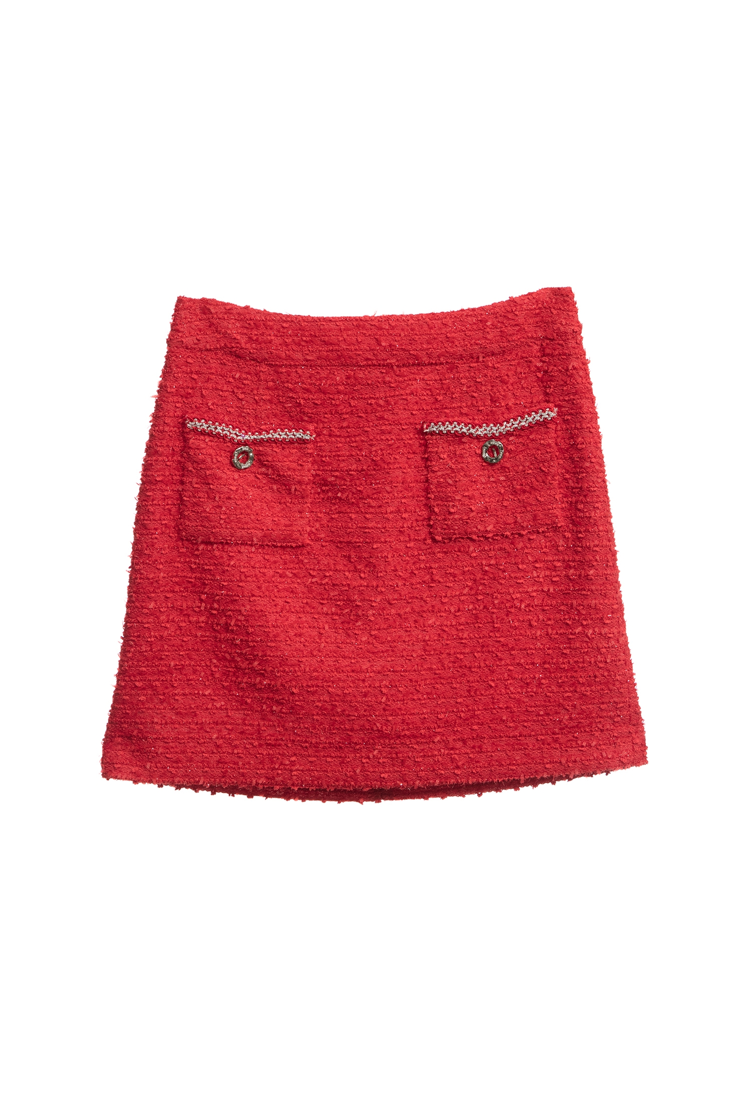 Red Tweed Skirt With Patch PocketsRed Tweed Skirt With Patch Pockets,Mini skirts,Season (AW) Look