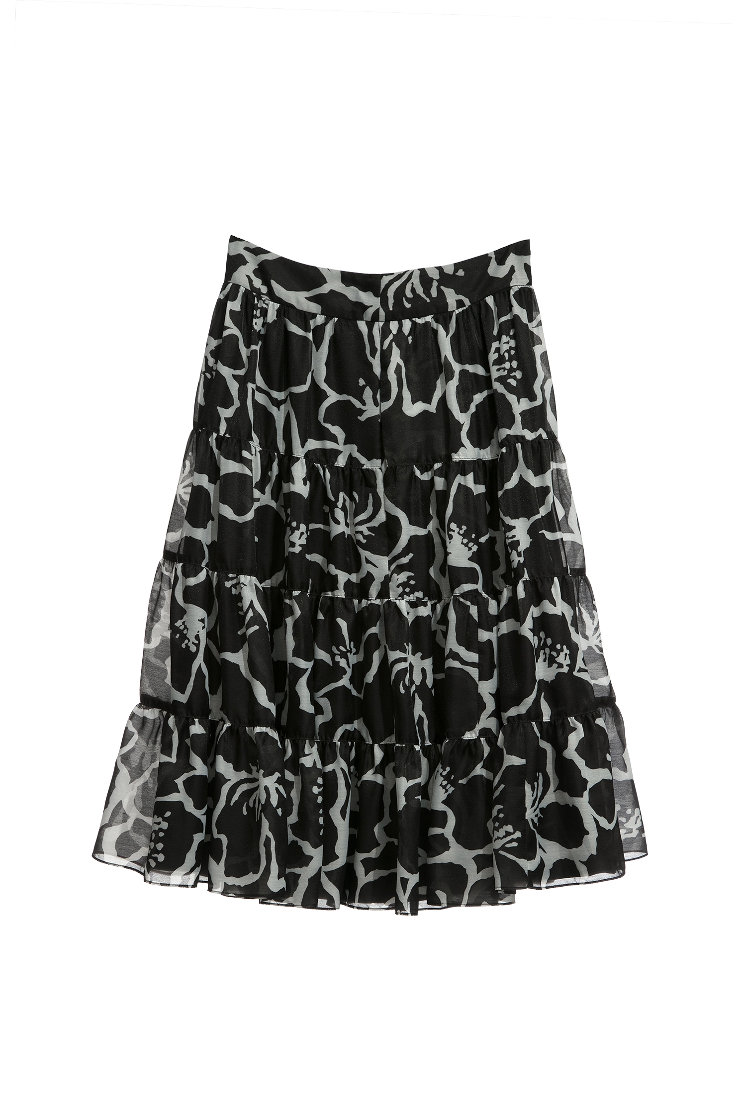 Floral Print A-line Tiered SkirtFloral Print A-line Tiered Skirt,Season (AW) Look,Layered skirts,Midi skirts