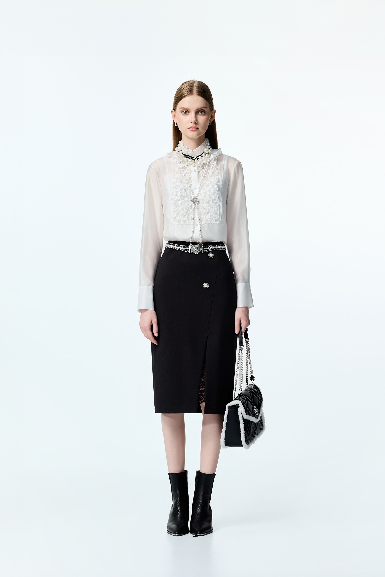 Classic Pencil Skirt With Lace DetailClassic Pencil Skirt With Lace Detail,Season (AW) Look,Pencil skirts,Lace,Black skirts
