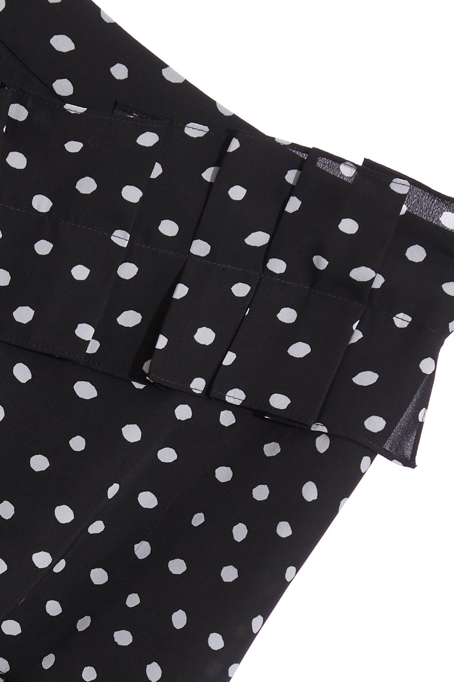 White Dotted Skirt With Pleated DetailMidi skirt with polka dot,Season (SS) Look,Pencil skirts,Midi skirts