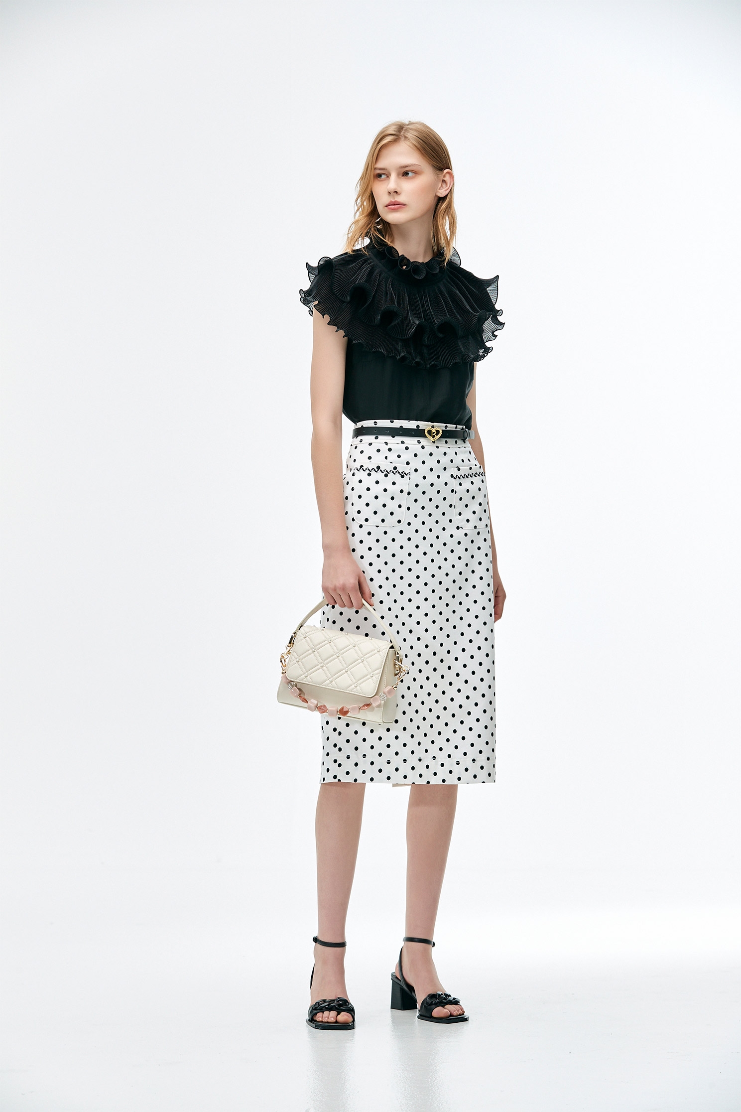 Polka Dot Pencil Skirt With Patch PocketsNarrow skirt with polka dot print,Season (SS) Look,Pencil skirts