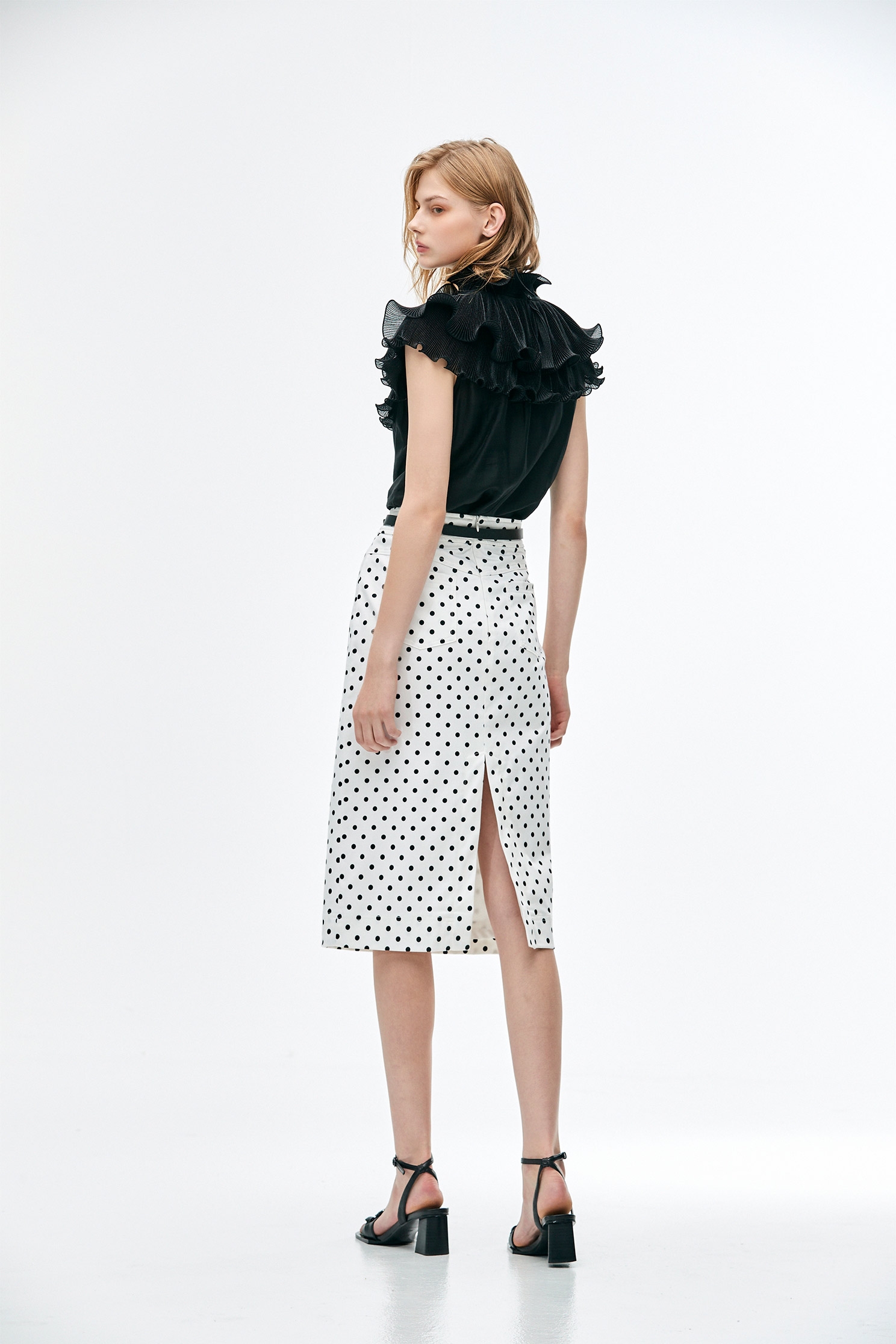 Polka Dot Pencil Skirt With Patch PocketsNarrow skirt with polka dot print,Season (SS) Look,Pencil skirts