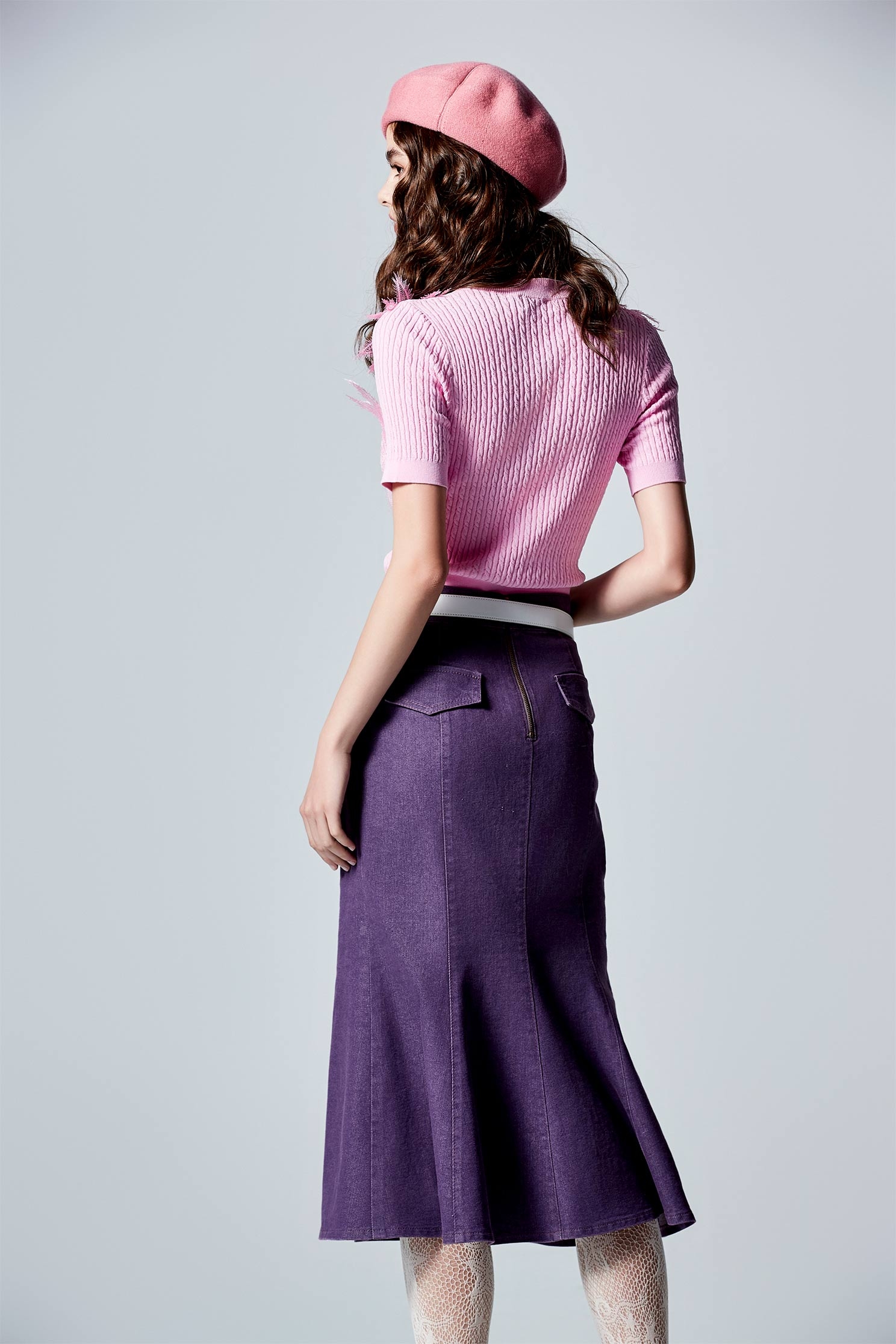 Fishtail Purple Denim SkirtFishtail Purple Denim Skirt,Season (SS) Look,Denim,Denim skirts