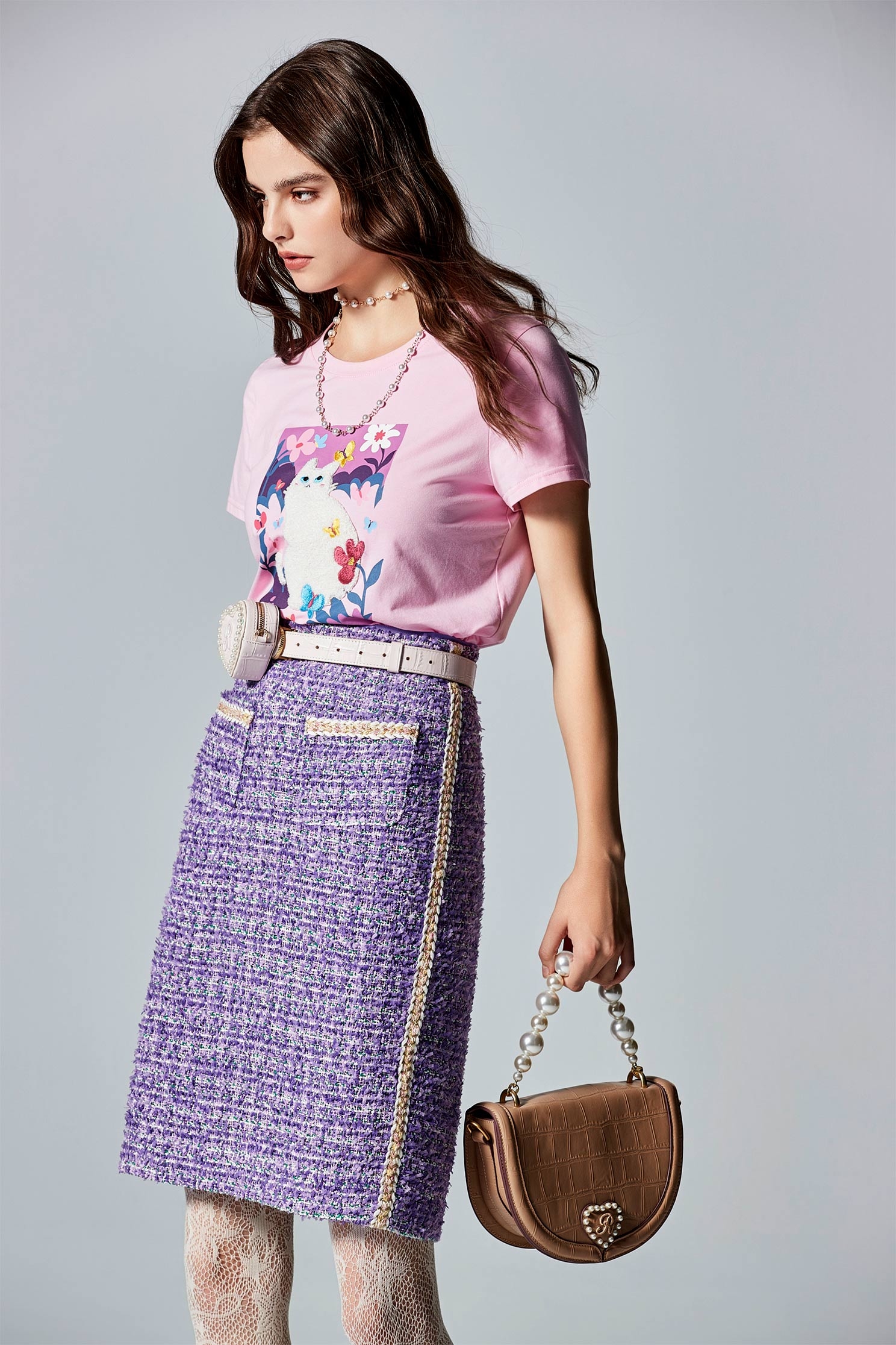 Purple Tweed Pencil SkirtPurple Tweed Pencil Skirt,Season (SS) Look,Pencil skirts