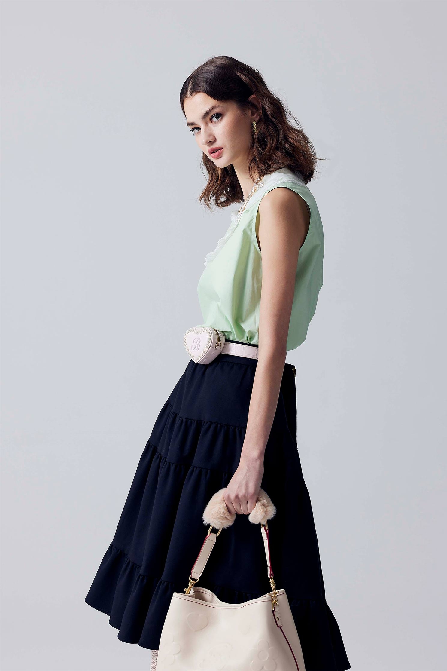 Navy Midi Tiered SkirtNavy Midi Tiered Skirt,Season (SS) Look,Midi skirts