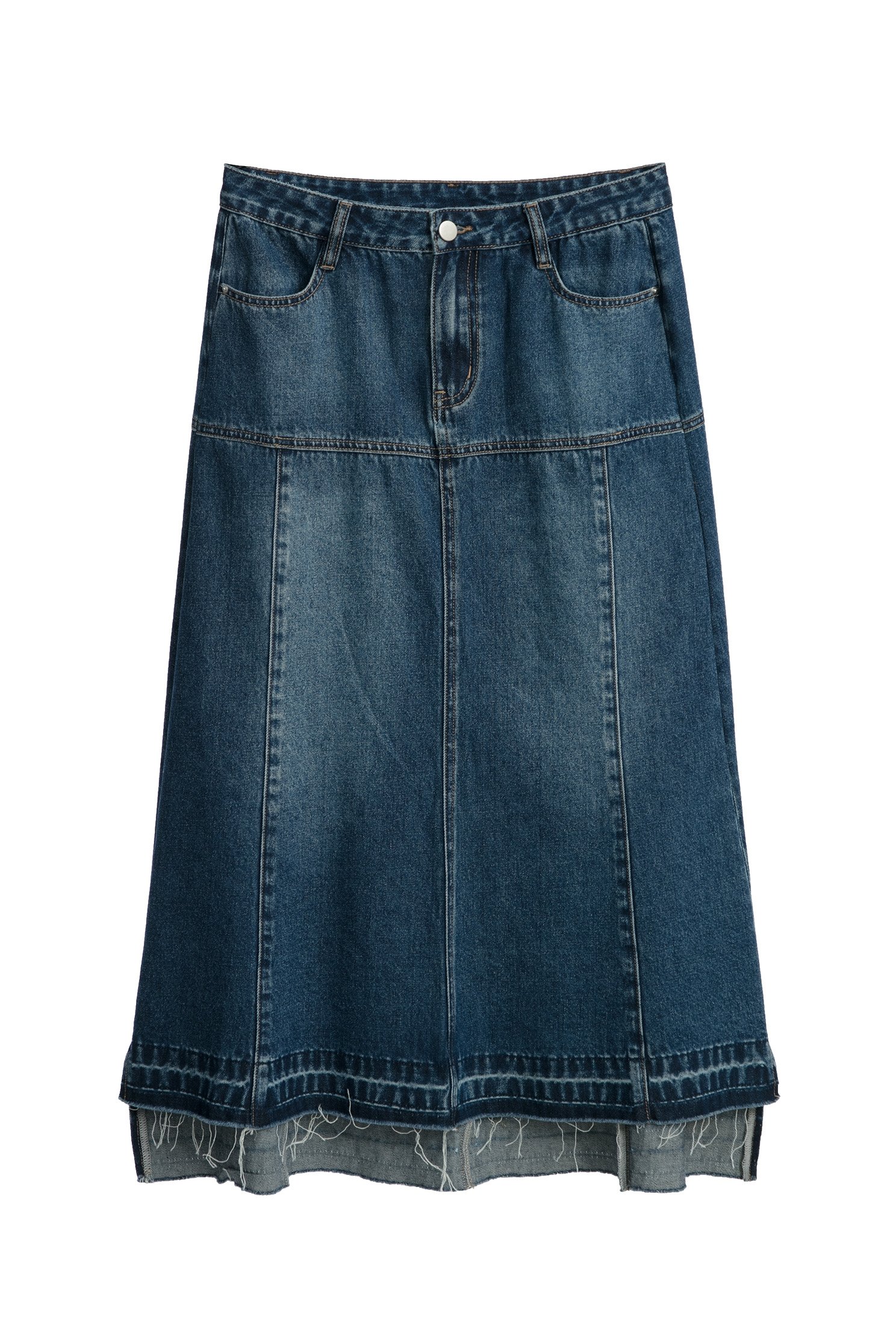 Midi Denim Skirt With Fray Hem DetailMidi Denim Skirt With Fray Hem Detail,Season (SS) Look,Denim,Denim skirts