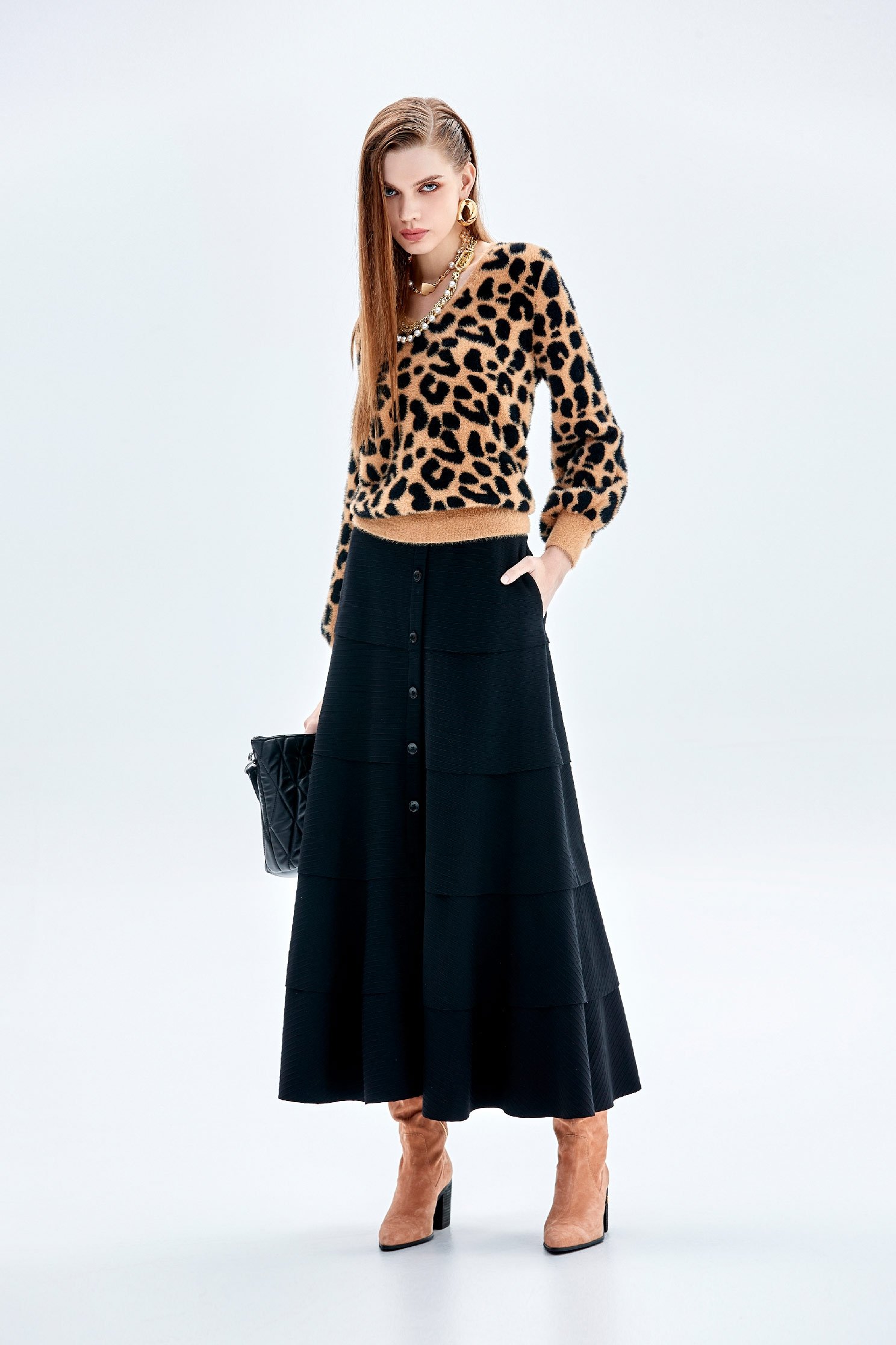 Maxi Tiered A-line SkirtMaxi Tiered A-line Skirt,Season (AW) Look,Layered skirts,Midi skirts