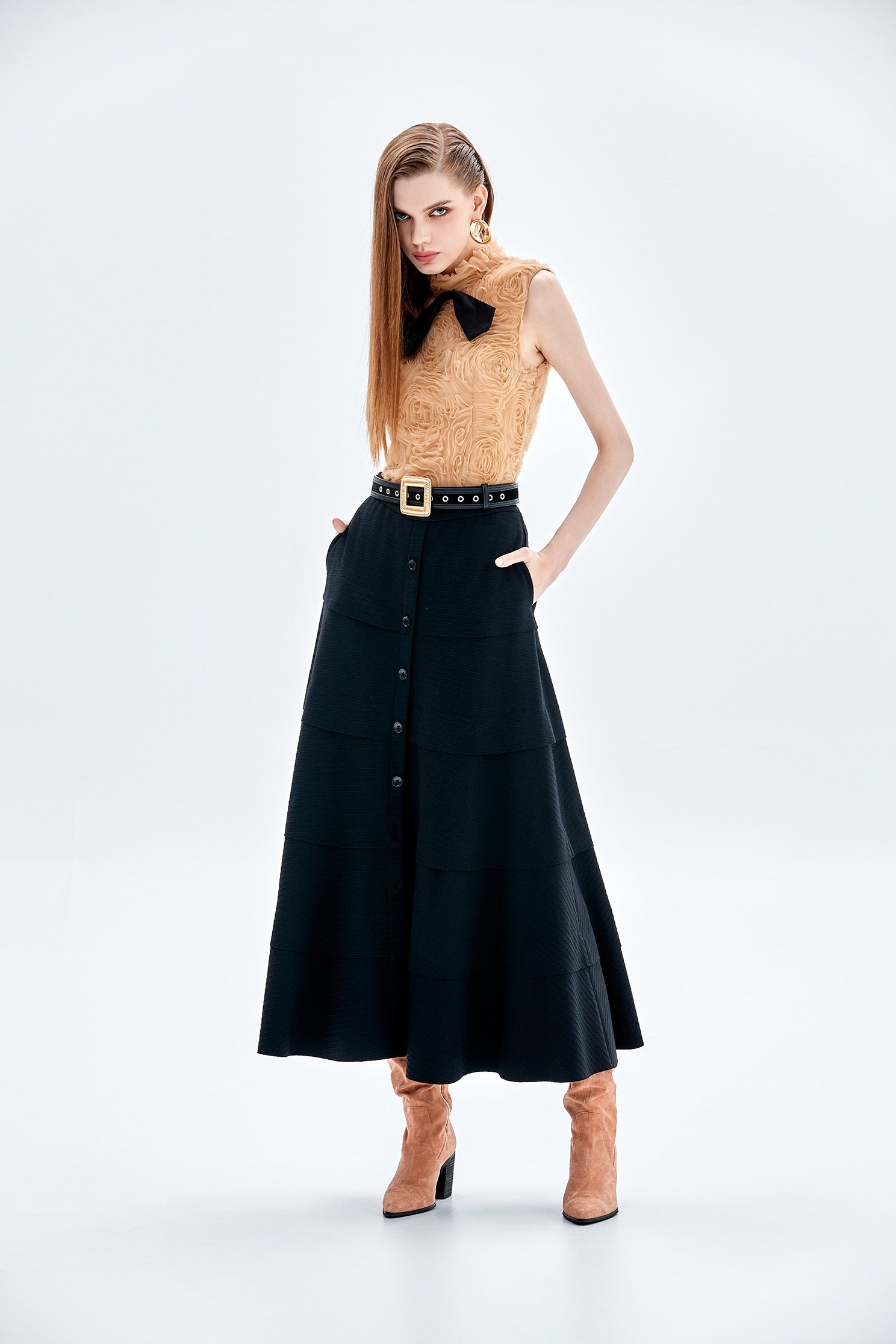 Maxi Tiered A-line SkirtMaxi Tiered A-line Skirt,Season (AW) Look,Layered skirts,Midi skirts