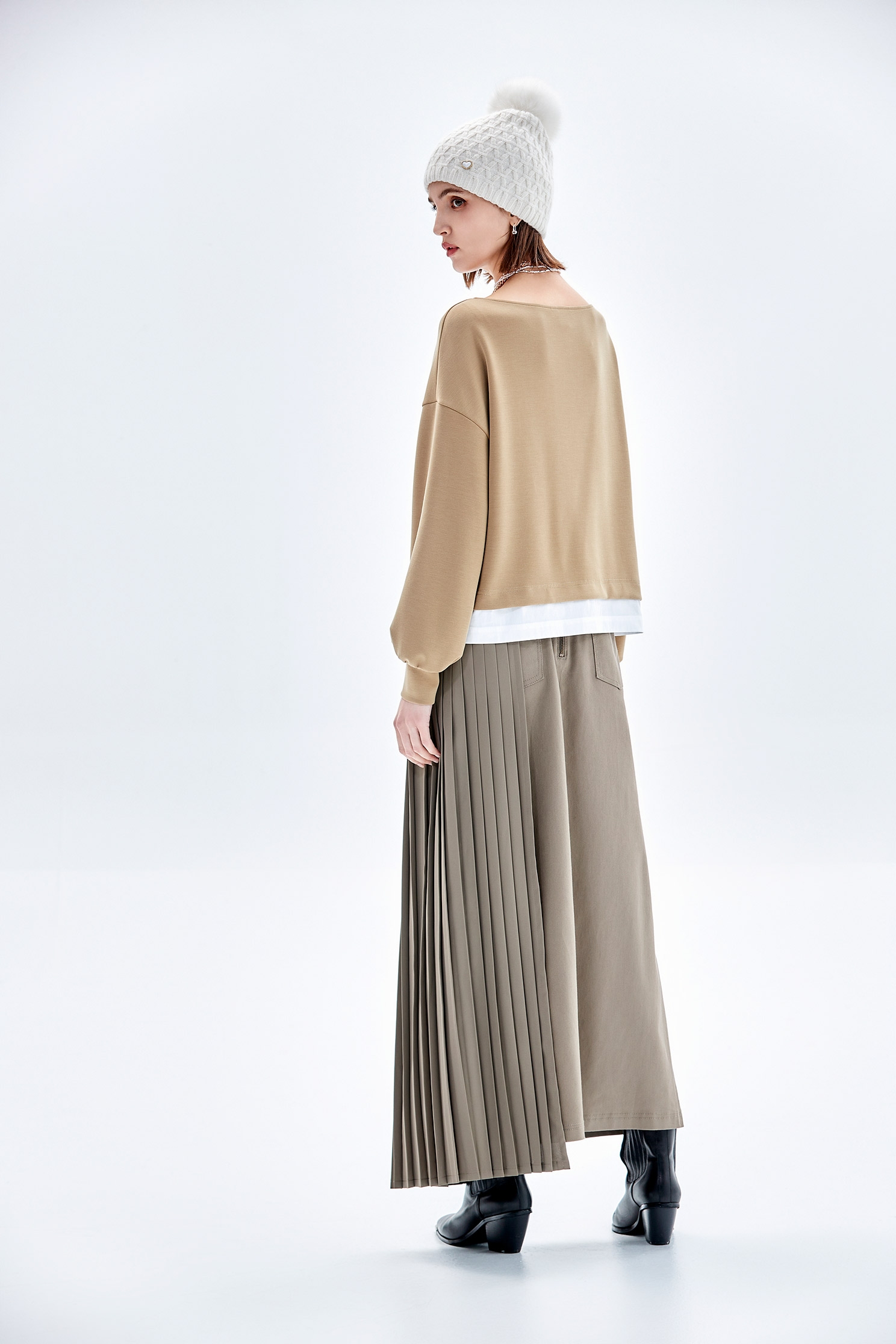 Asymmetric Pleated Maxi SkirtAsymmetric Pleated Maxi Skirt,Denim,Season (AW) Look,Midi skirts