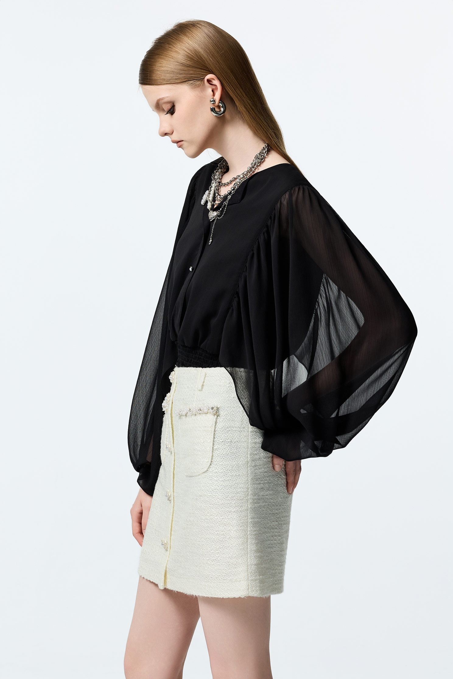 Off White Tweed SkirtOff White Tweed Skirt,pearl,White skirts,Mini skirts,Season (AW) Look