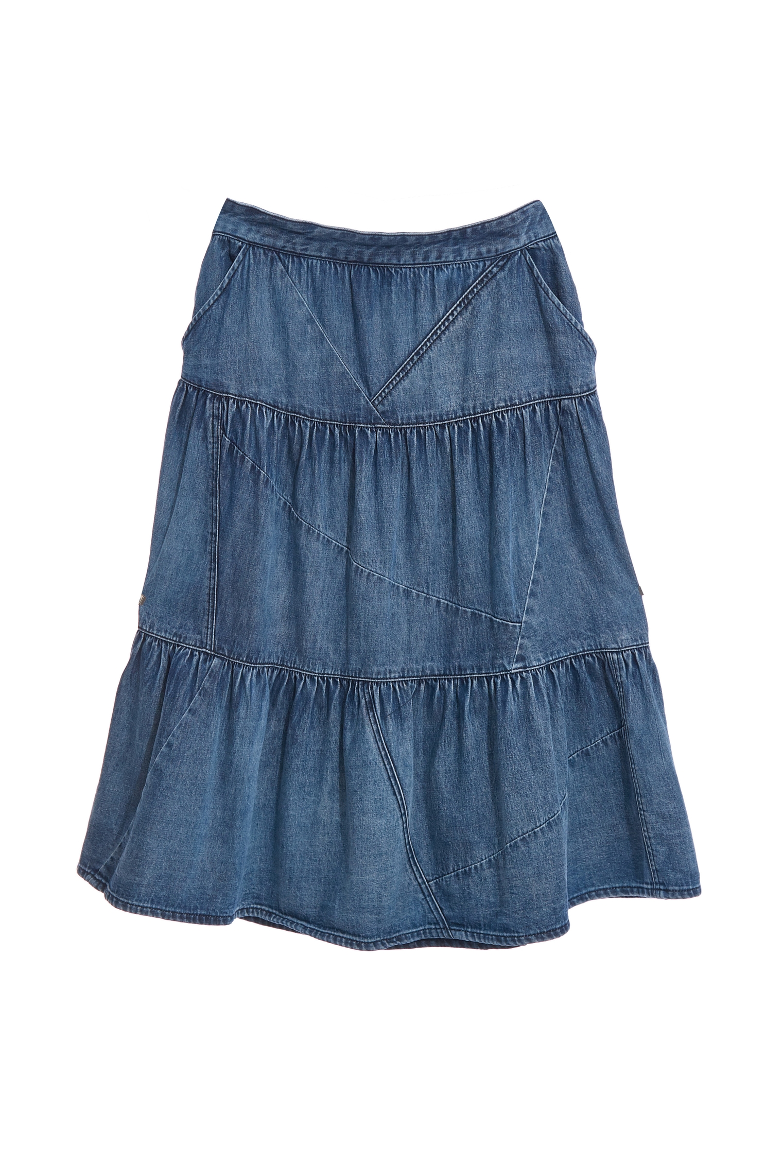 Denim Midi Tiered SkirtDenim Midi Tiered Skirt,Denim,Denim skirts,Season (AW) Look,Cotton