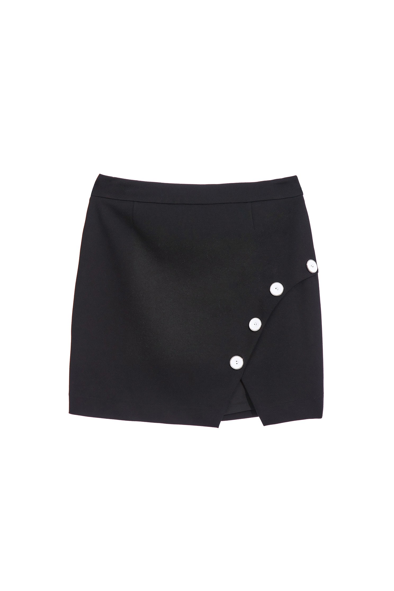 Fitted Mini Skirt With Contrast Button AppliqueShort skirt with colored buttons,Season (SS) Look,Mini skirts,Black skirts