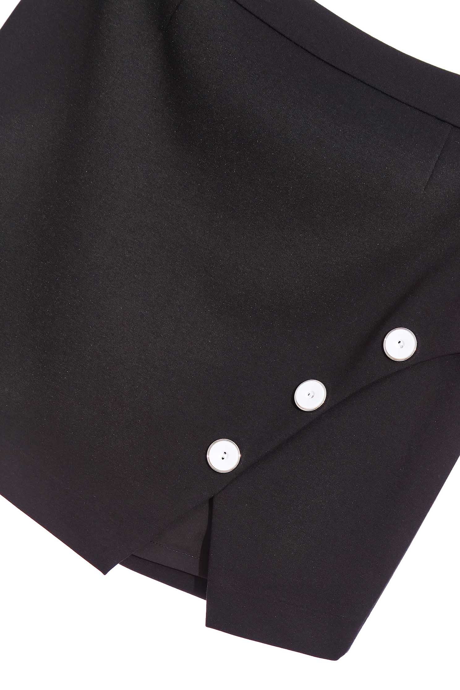 Fitted Mini Skirt With Contrast Button AppliqueShort skirt with colored buttons,Season (SS) Look,Mini skirts,Black skirts