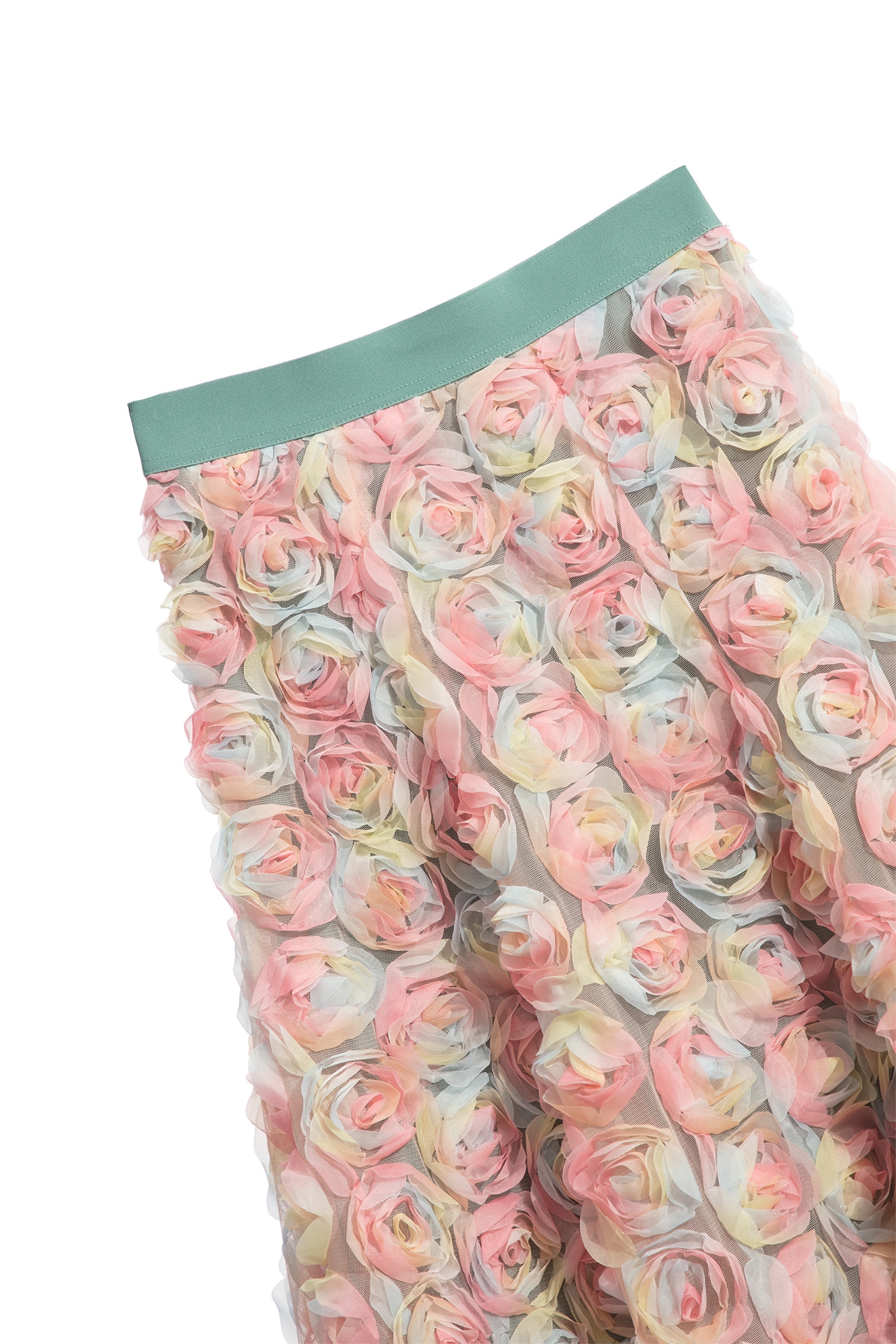 Colourful 3-D Rose Midi SkirtColourful 3-D Rose Midi Skirt,Season (SS) Look,Mesh fabric,Tutu skirts,Midi skirts