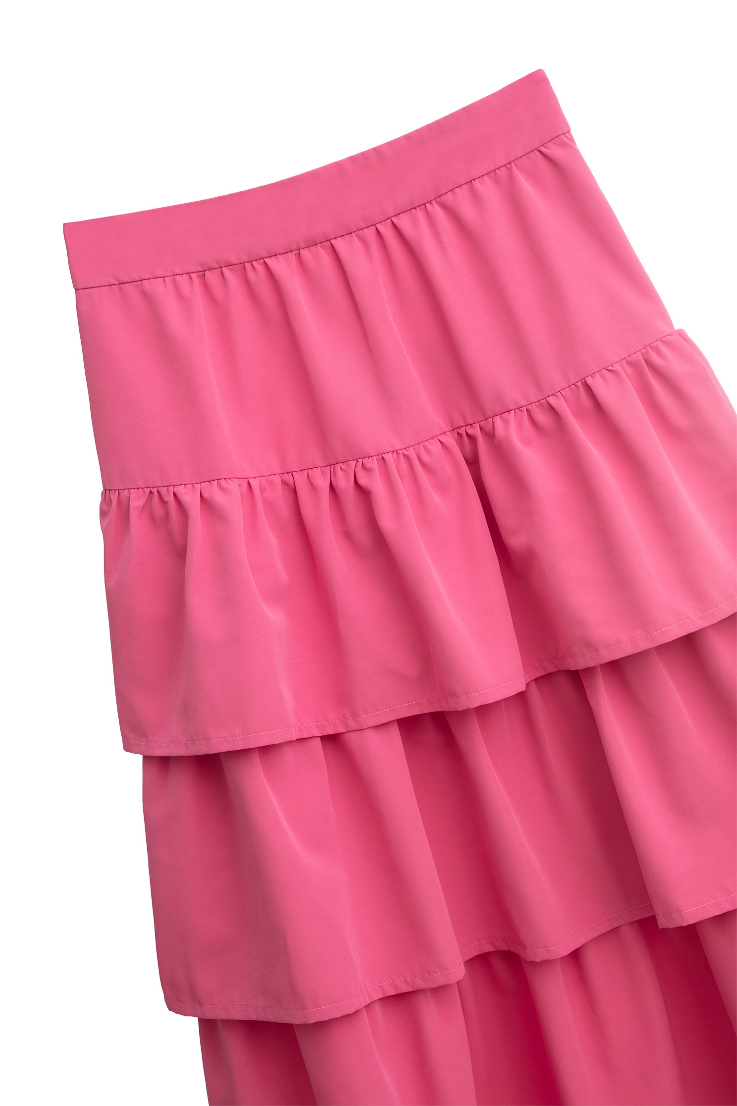 Pink Tiered Midi SkirtPink Tiered Midi Skirt,Season (SS) Look,Layered skirts,Midi skirts