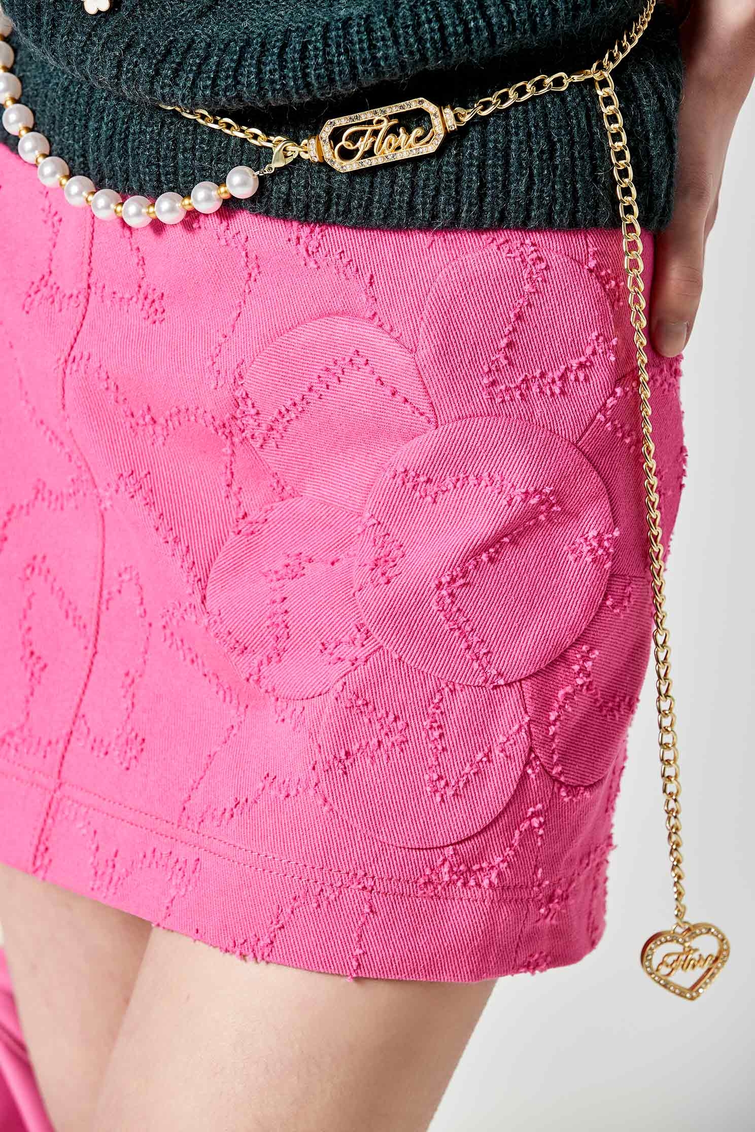 Pink Petal Graphic Mini SkirtPink Petal Graphic Mini Skirt,Season (SS) Look,Denim,Mini skirts,Shorts