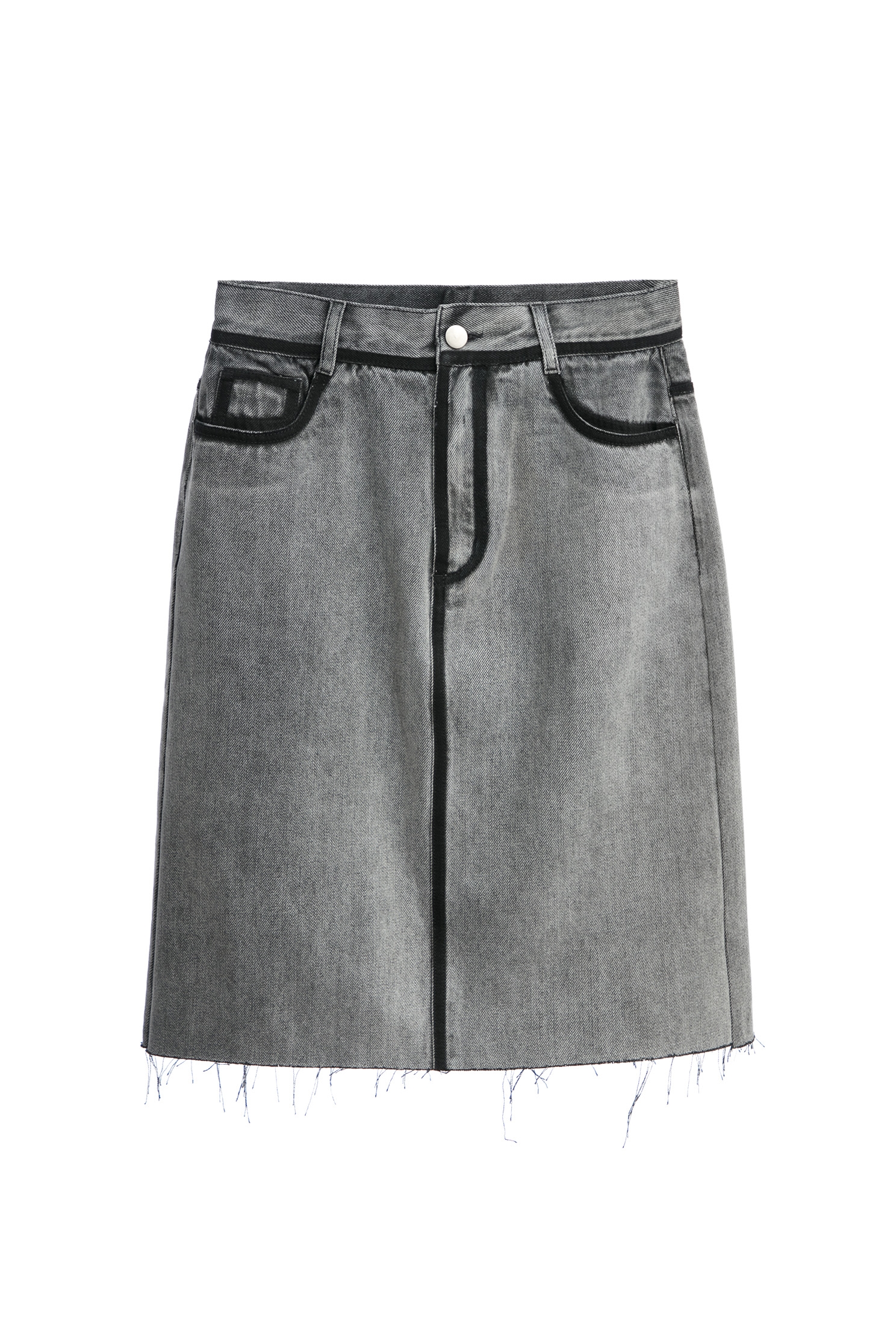 Contrast Trim Grey Denim SkirtContrast Trim Grey Denim Skirt,Season (SS) Look,Denim,Denim skirts