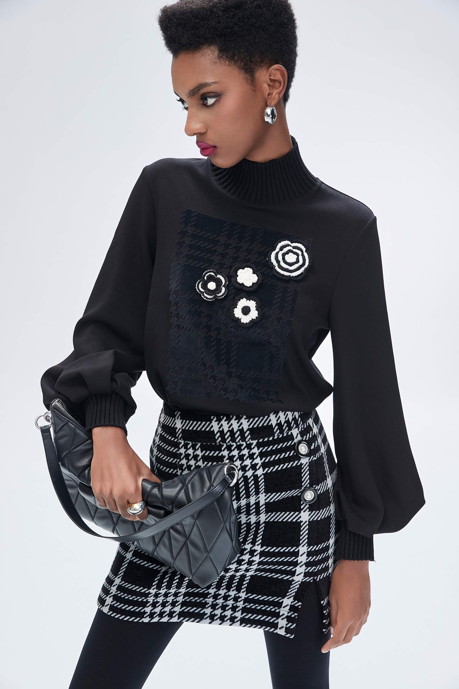 Classic Checkered houndstooth Print SkirtClassic Checkered houndstooth Print Skirt,Plaid,Mini skirts,Shorts,Season (AW) Look