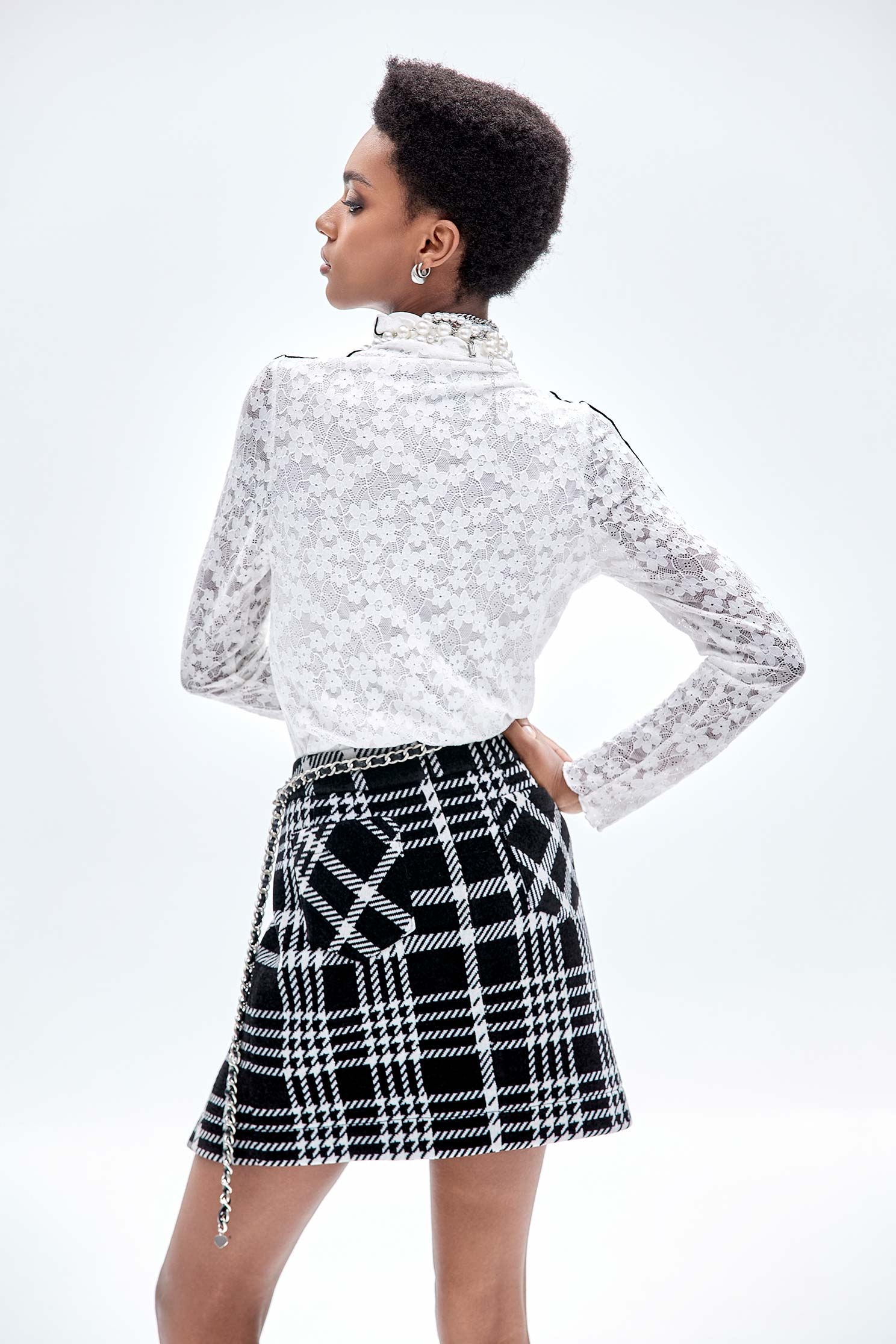 Classic Checkered houndstooth Print SkirtClassic Checkered houndstooth Print Skirt,Plaid,Mini skirts,Shorts,Season (AW) Look