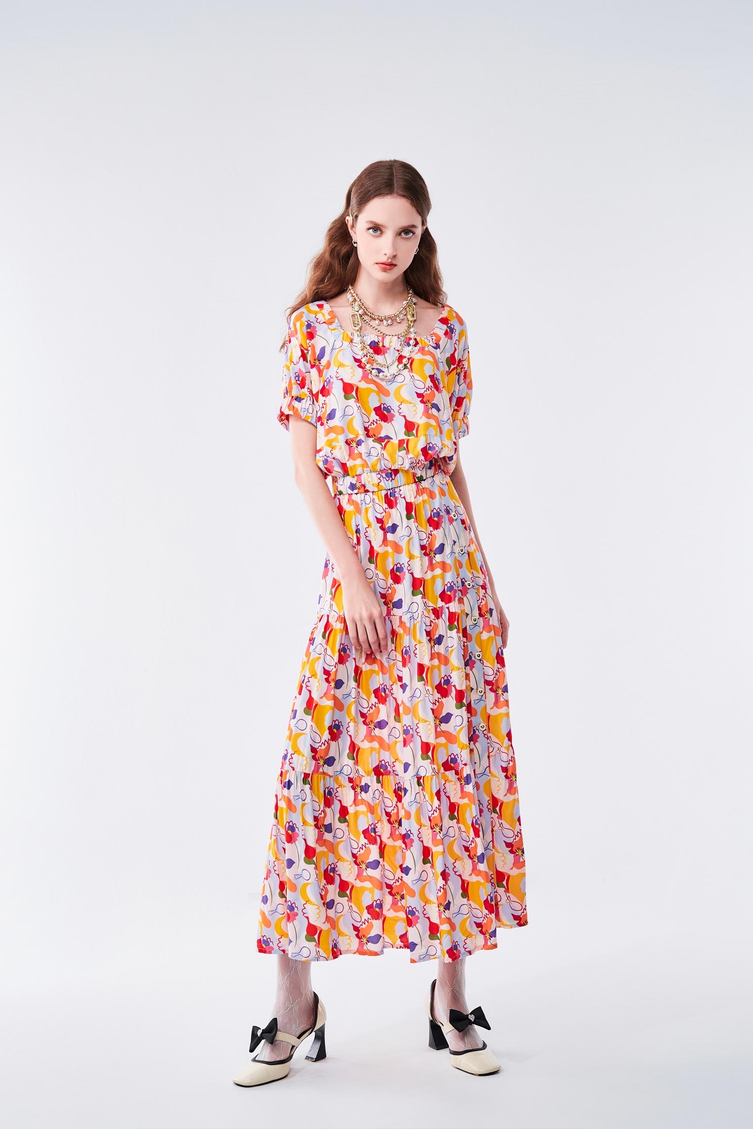 Bold Floral Print Maxi SkirtBold Floral Print Maxi Skirt,Tops,Season (AW) Look,Layered skirts,Midi skirts