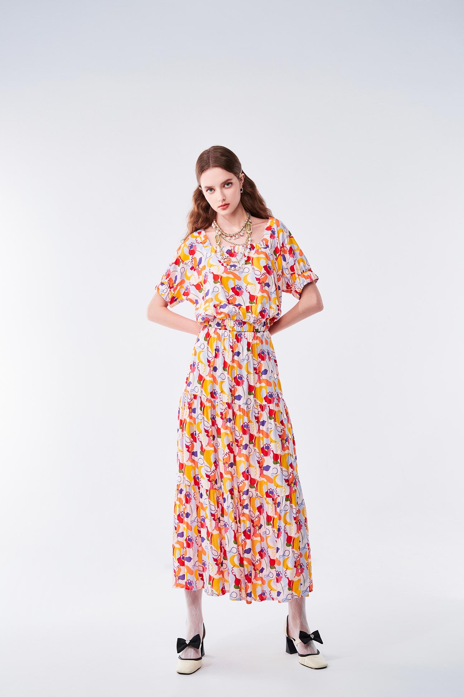 Bold Floral Print Maxi SkirtBold Floral Print Maxi Skirt,Tops,Season (AW) Look,Layered skirts,Midi skirts