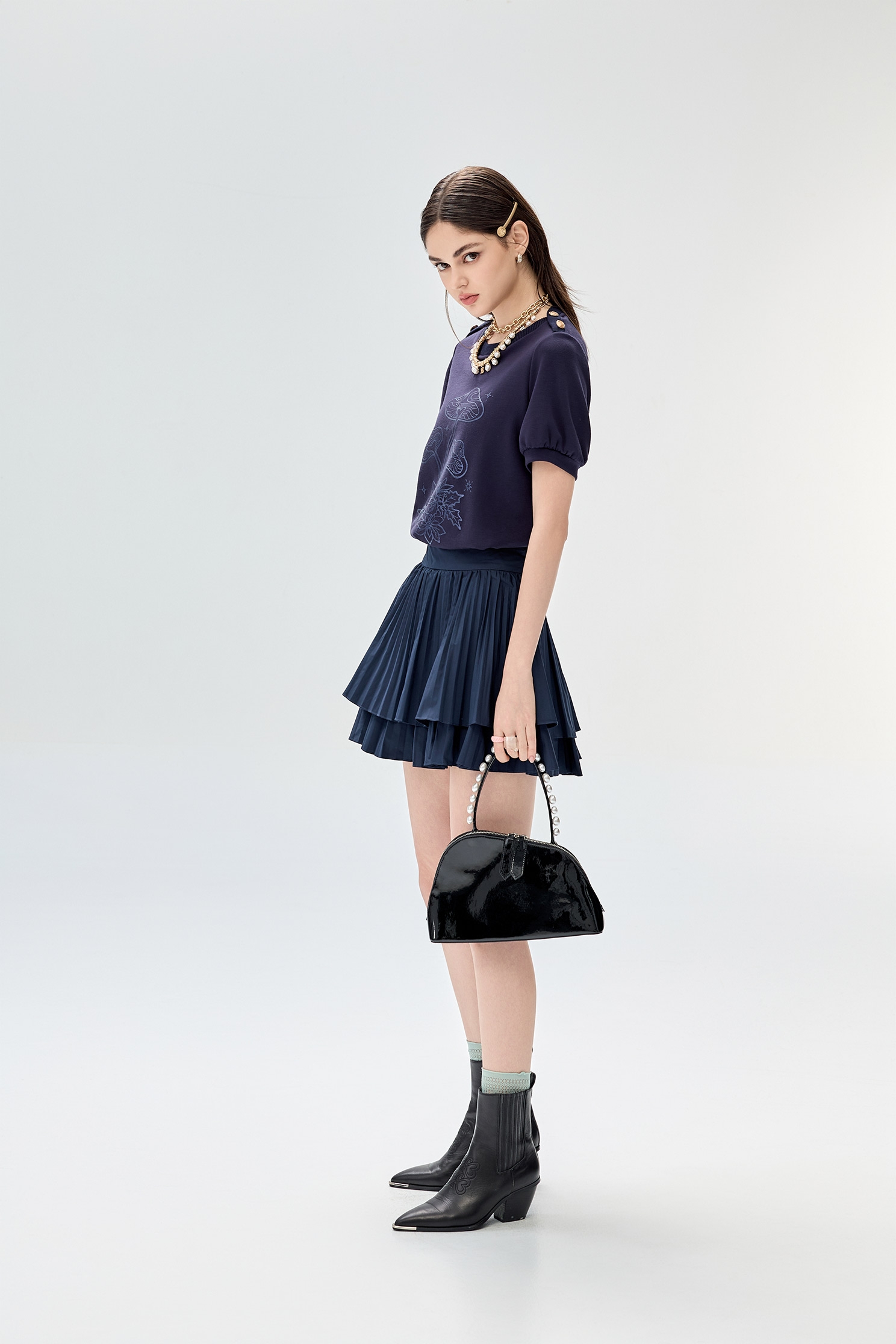 Pleated Two Layer Mini SkirtPleated Two Layer Mini Skirt,Mini skirts,Season (AW) Look