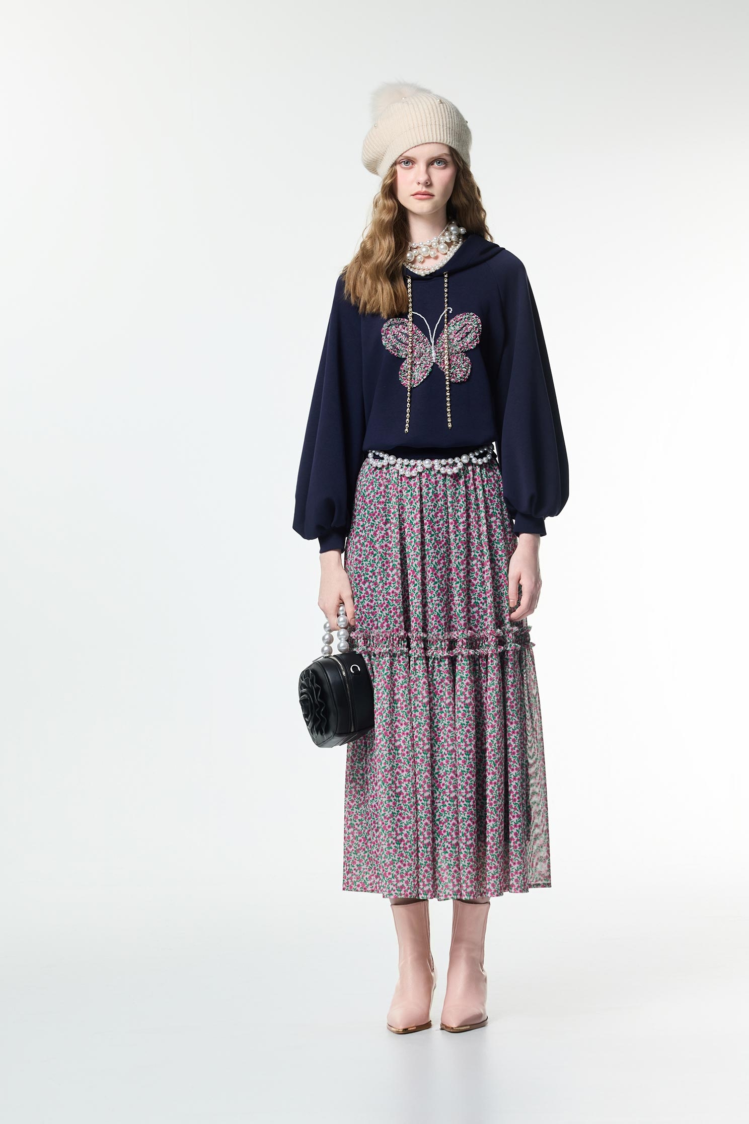 Floral Print Maxi SkirtFloral Print Maxi Skirt,Season (AW) Look,Layered skirts