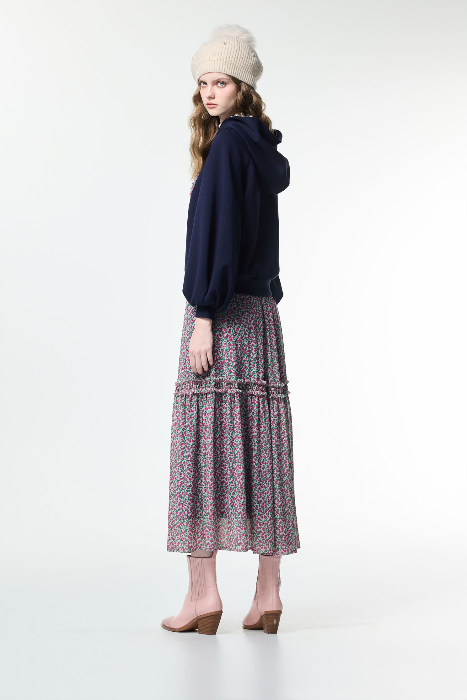 Floral Print Maxi SkirtFloral Print Maxi Skirt,Season (AW) Look,Layered skirts