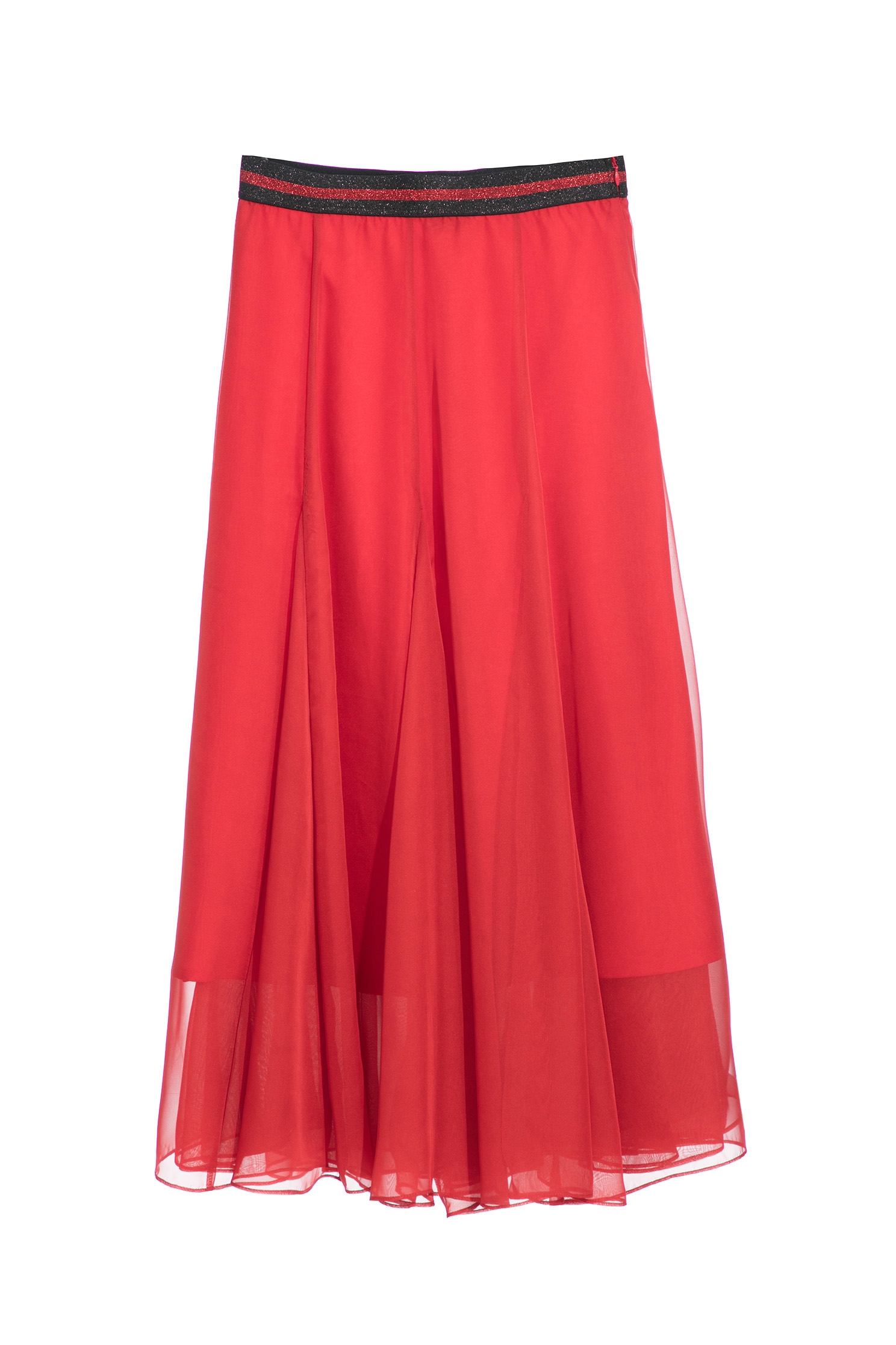 Red Chiffon Godet SkirtFlaming red chiffon long dress,Season (SS) Look,Midi skirts,Chiffon,Chiffon Midi skirts