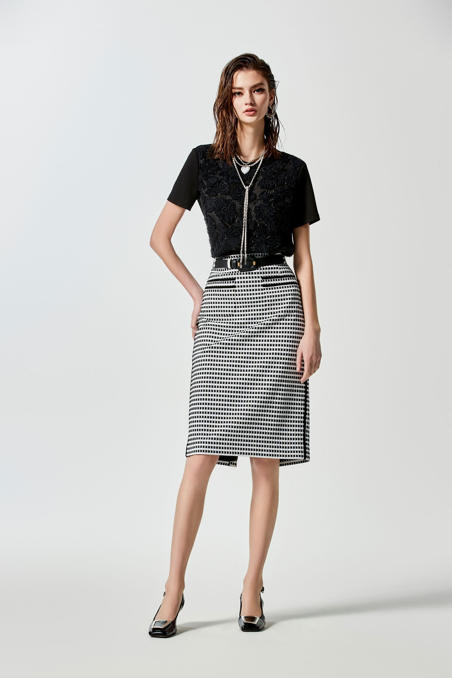 Texture Plaid Pencil SkirtTexture Plaid Pencil Skirt,A-Line skirts,Season (SS) Look,Pencil skirts