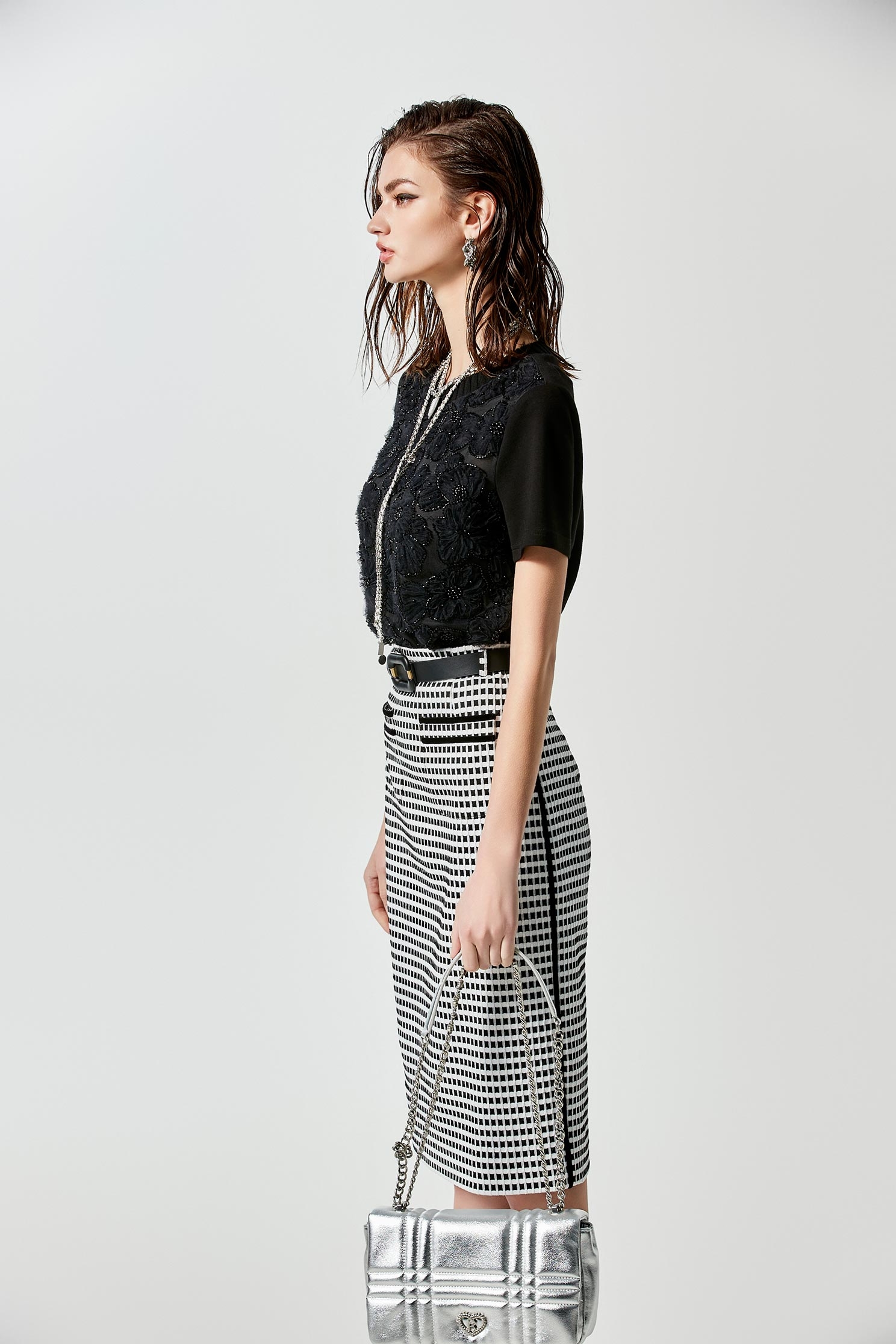 Texture Plaid Pencil SkirtTexture Plaid Pencil Skirt,A-Line skirts,Season (SS) Look,Pencil skirts