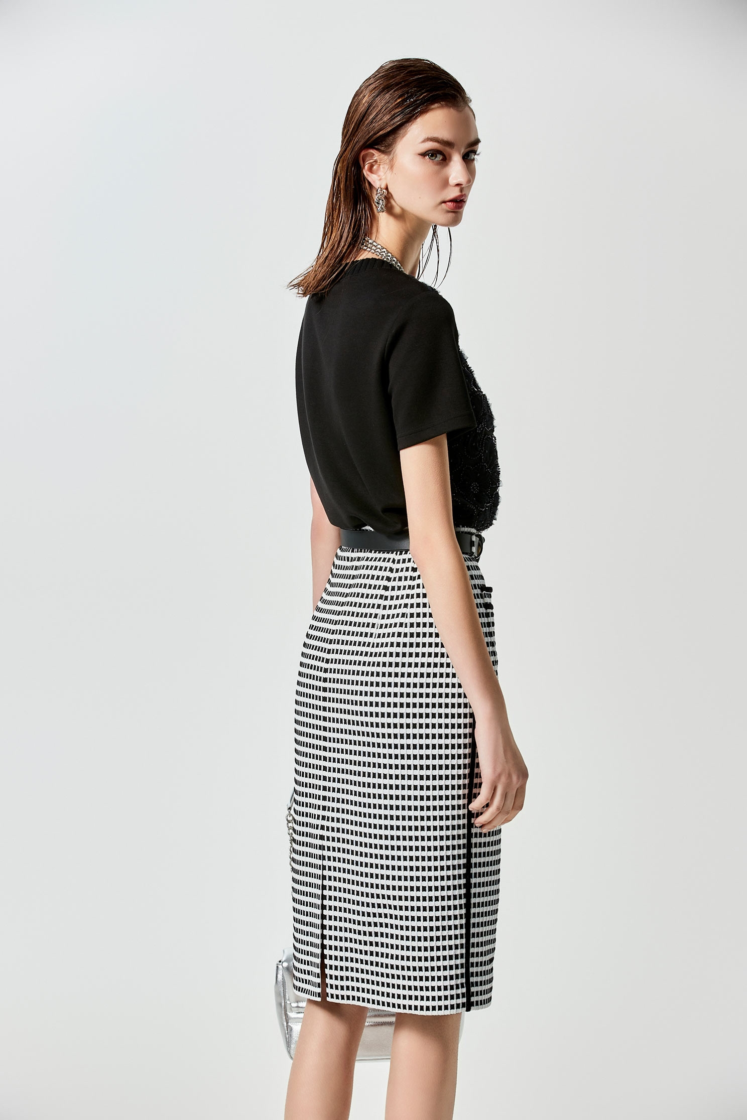 Texture Plaid Pencil SkirtTexture Plaid Pencil Skirt,A-Line skirts,Season (SS) Look,Pencil skirts