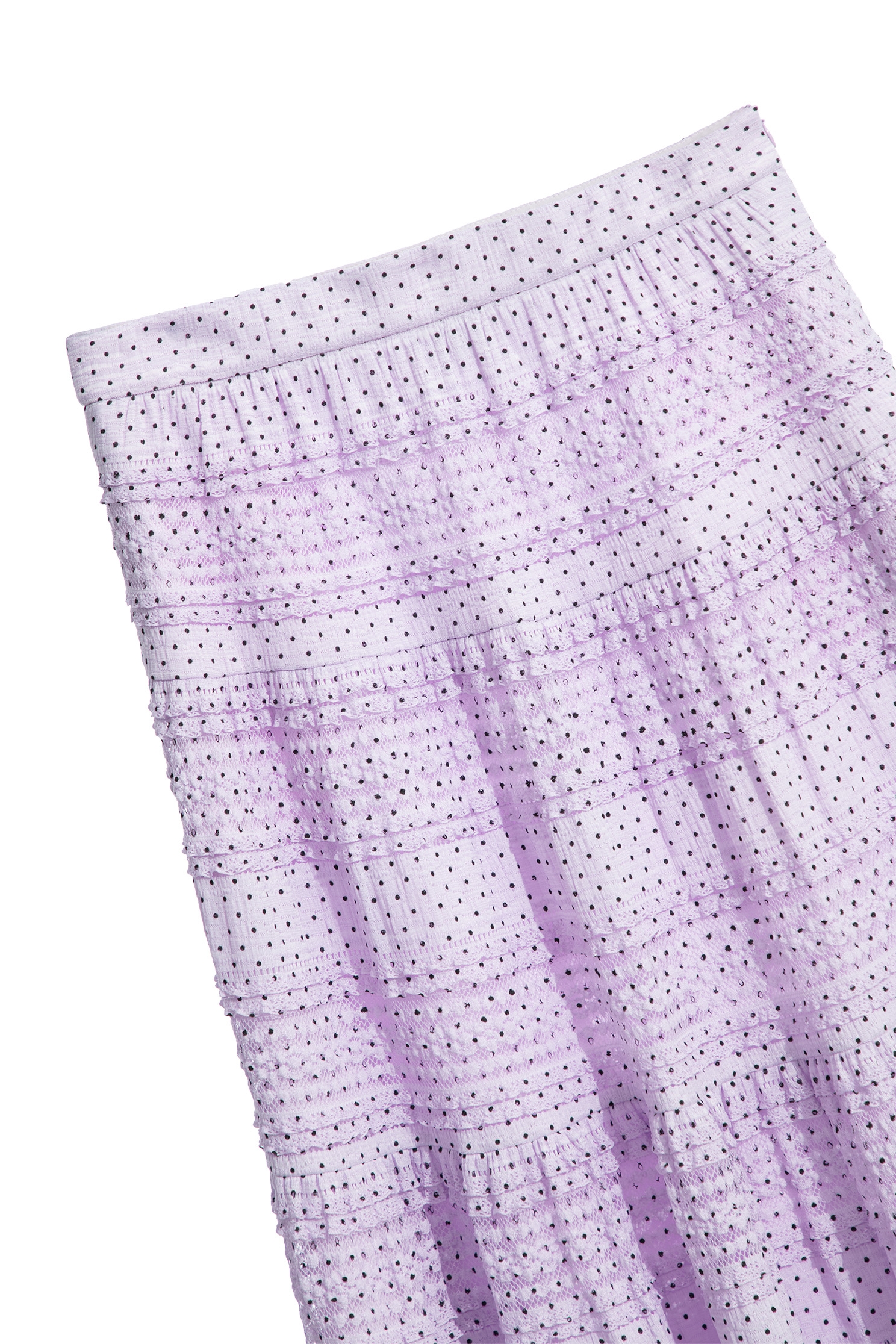 Polka Dot Ruffle Trim Detail SkirtPolka Dot Ruffle Trim Detail Skirt,Season (SS) Look,Tutu skirts,Lace,Midi skirts