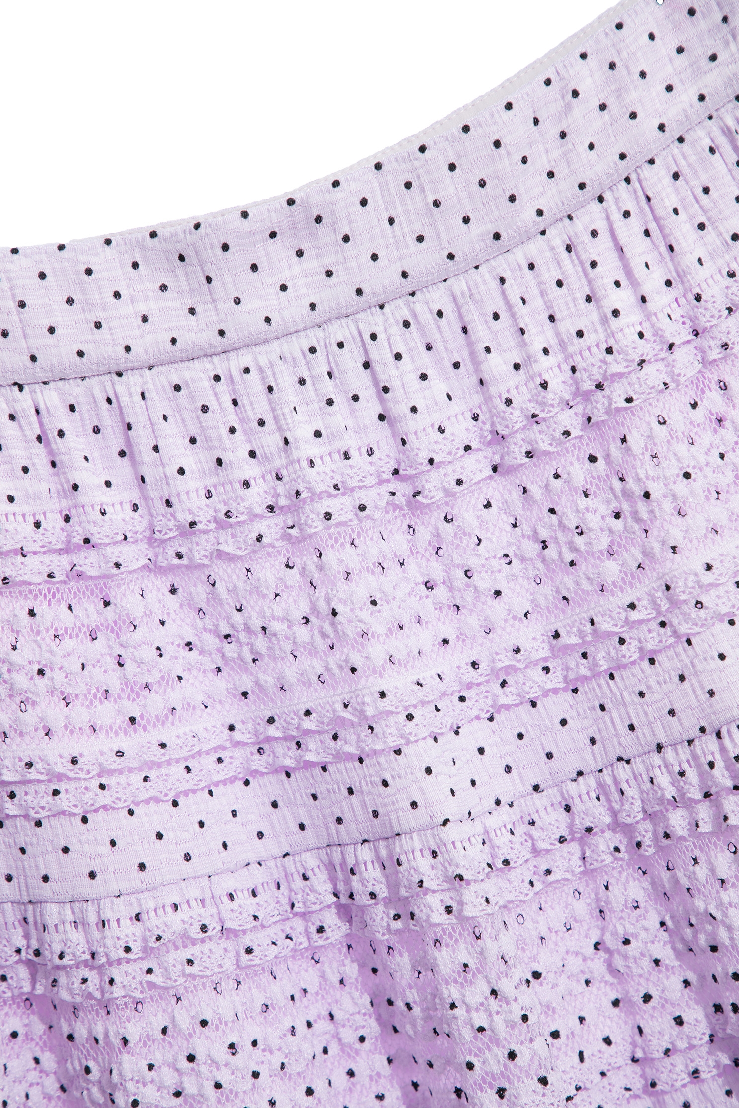 Polka Dot Ruffle Trim Detail SkirtPolka Dot Ruffle Trim Detail Skirt,Season (SS) Look,Tutu skirts,Lace,Midi skirts