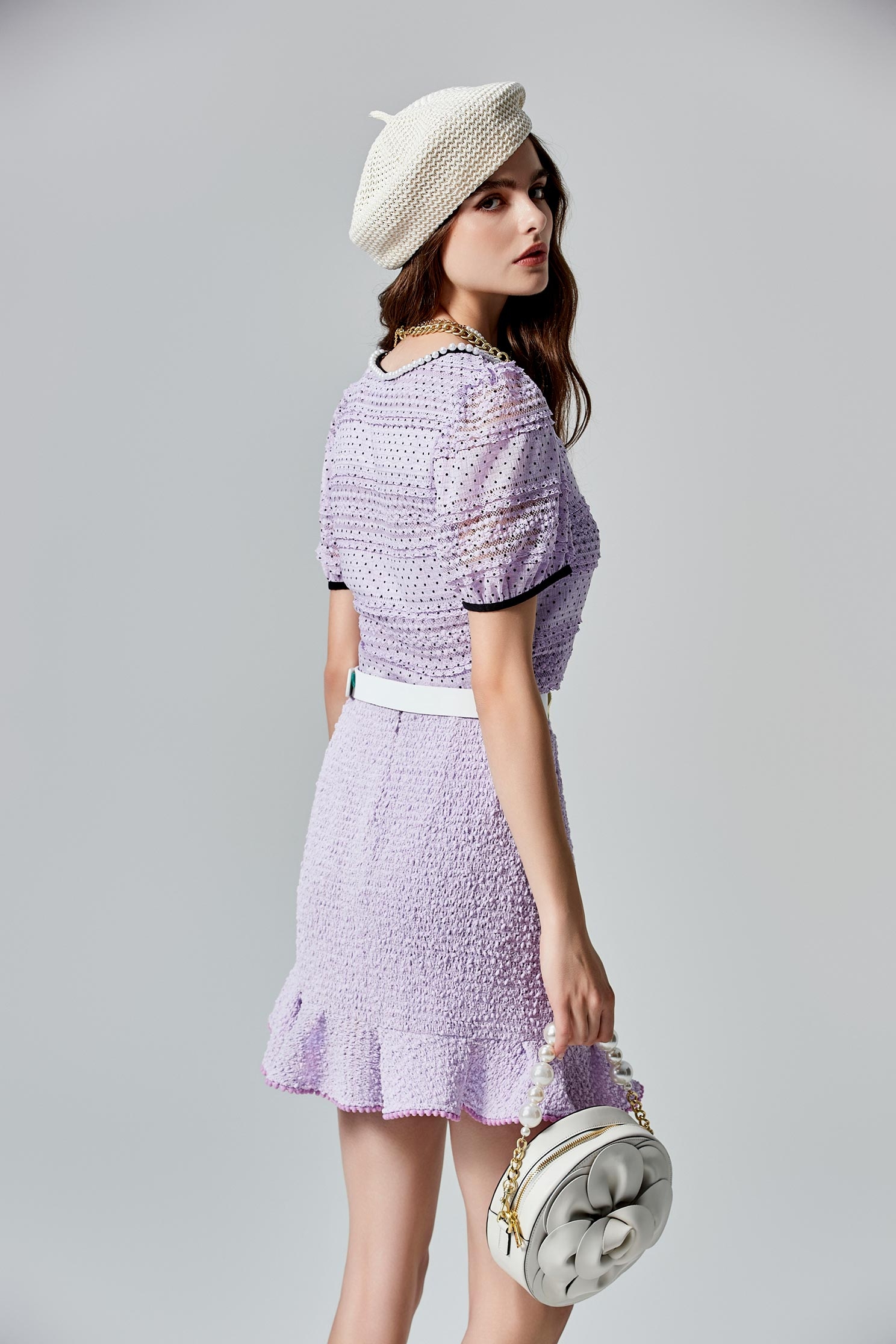 Purple Ruffle Fishtail SkirtPurple Ruffle Fishtail Skirt,Season (SS) Look,Mini skirts