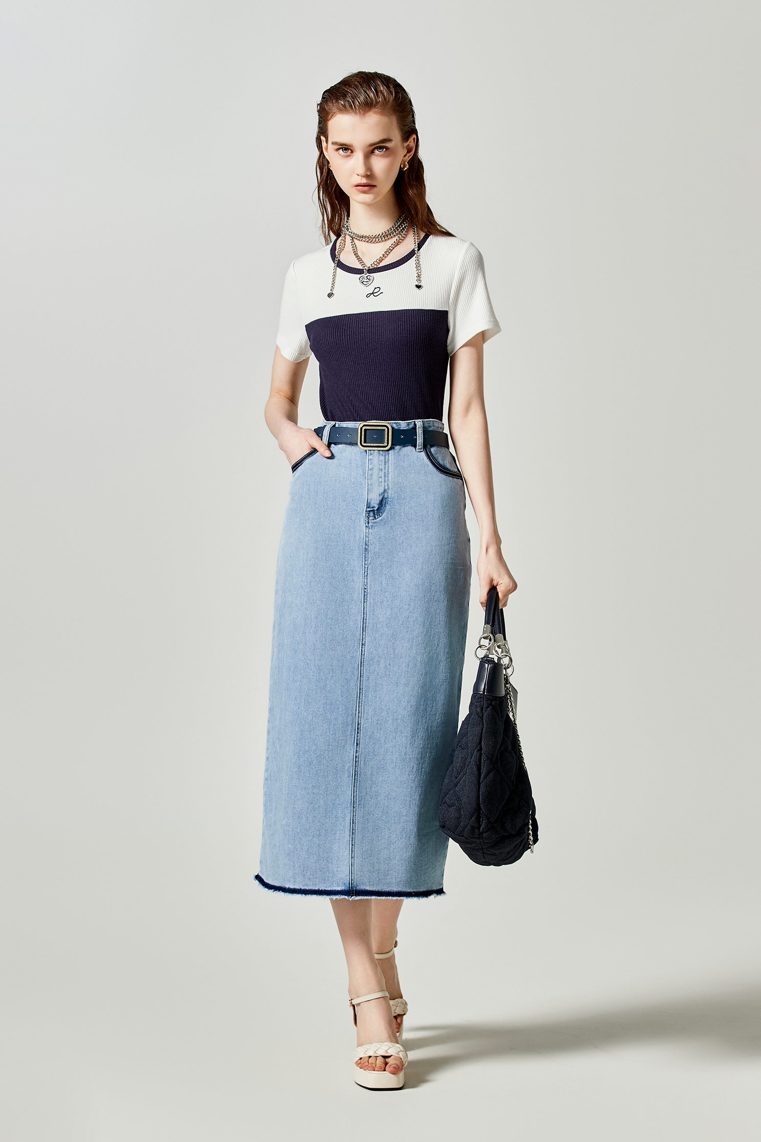 Denim Midi Pencil SkirtDenim Midi Pencil Skirt,Season (SS) Look,Denim,Denim skirts,Midi skirts