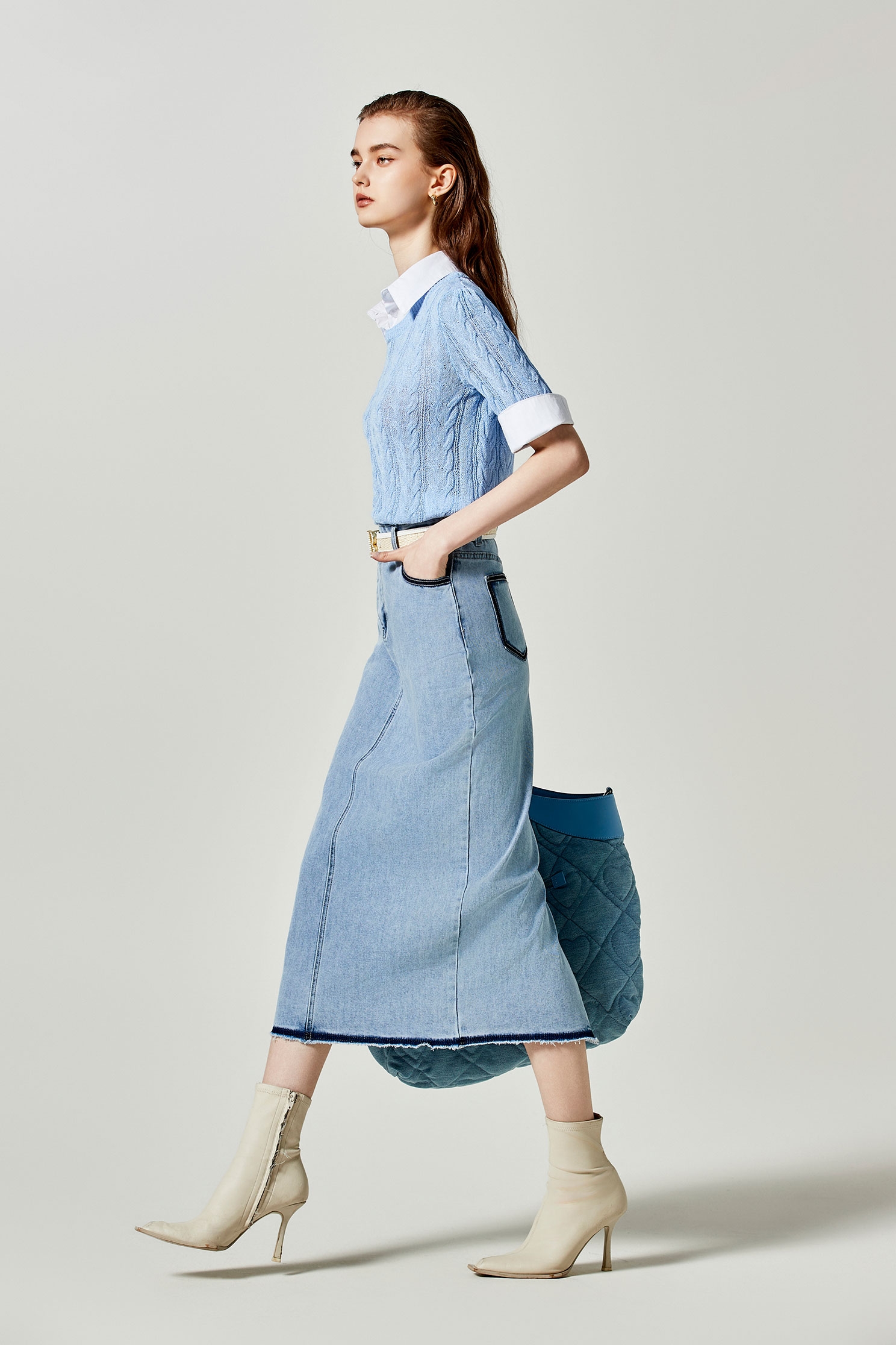 Denim Midi Pencil SkirtDenim Midi Pencil Skirt,Season (SS) Look,Denim,Denim skirts,Midi skirts