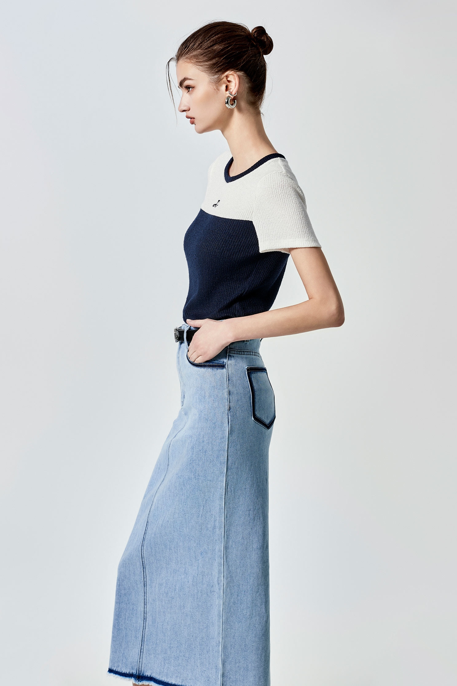 Denim Midi Pencil SkirtDenim Midi Pencil Skirt,Season (SS) Look,Denim,Denim skirts,Midi skirts