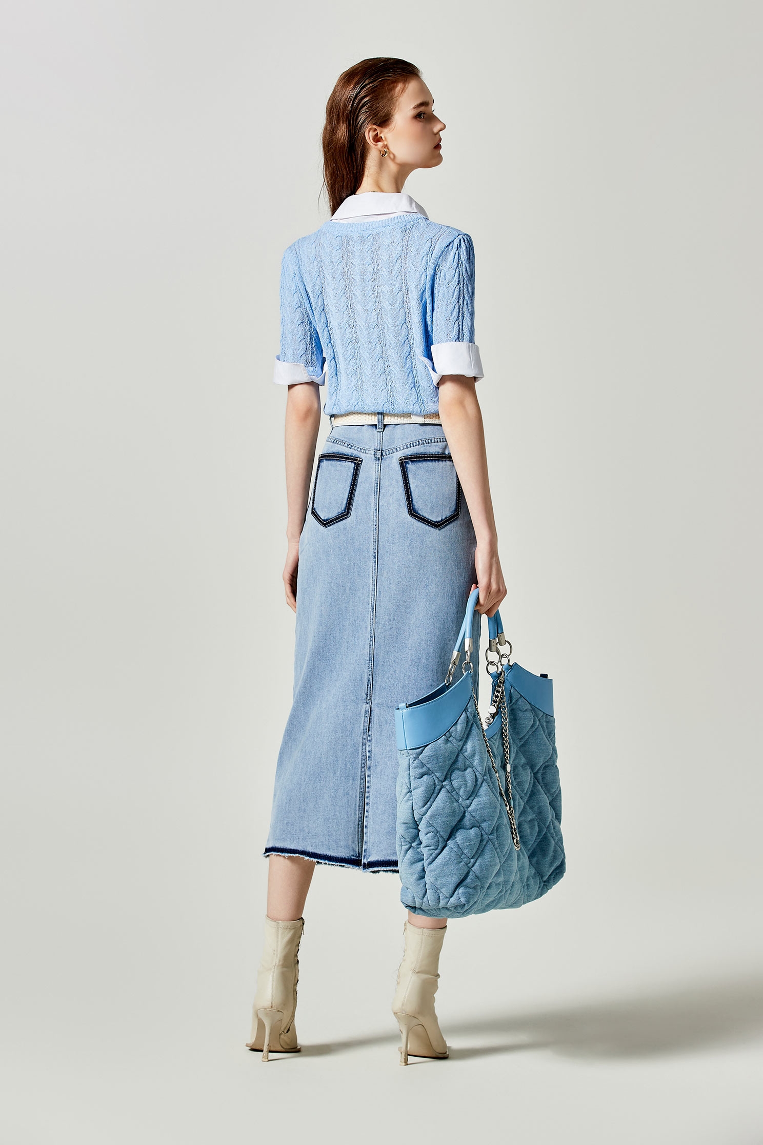 Denim Midi Pencil SkirtDenim Midi Pencil Skirt,Season (SS) Look,Denim,Denim skirts,Midi skirts