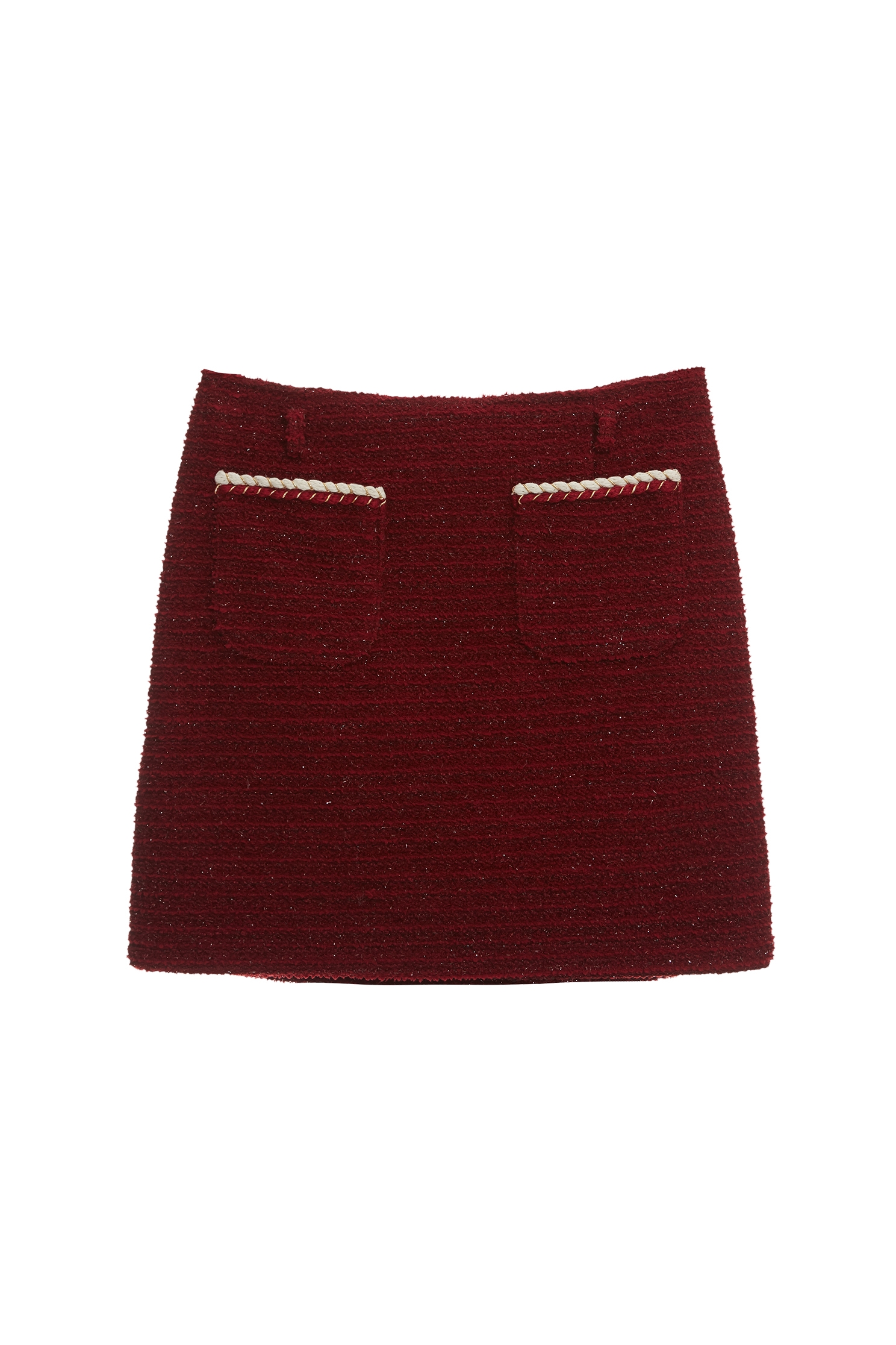 Wine Red Tweed Short SkirtWine Red Tweed Short Skirt,Season (SS) Look,Mini skirts