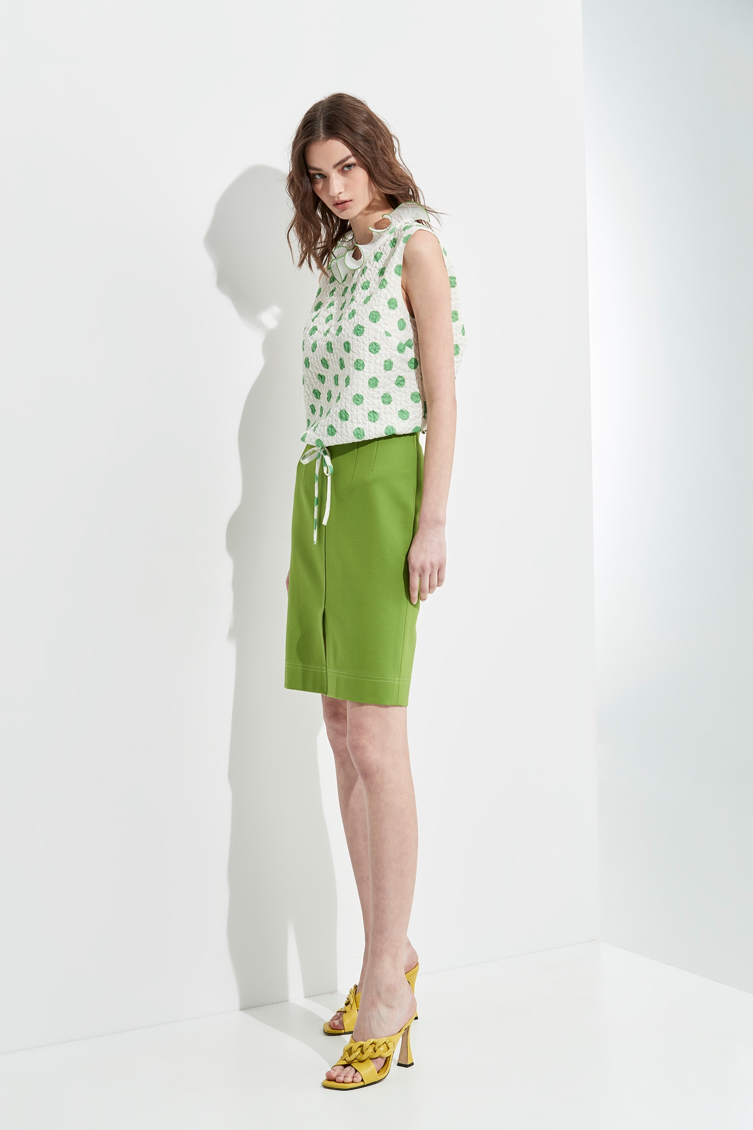 Basic Green Pencil SkirtCitron fitted short skirt,Season (SS) Look,Mini skirts,Pencil skirts