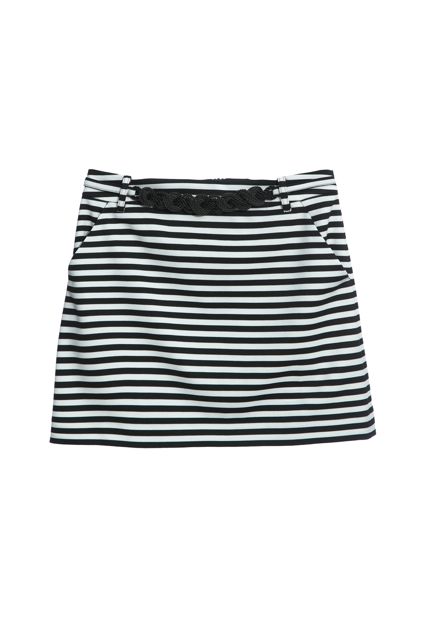 Black Stripe Mini SkirtShort skirt with twisted kink design,Season (SS) Look,Stripe,Mini skirts