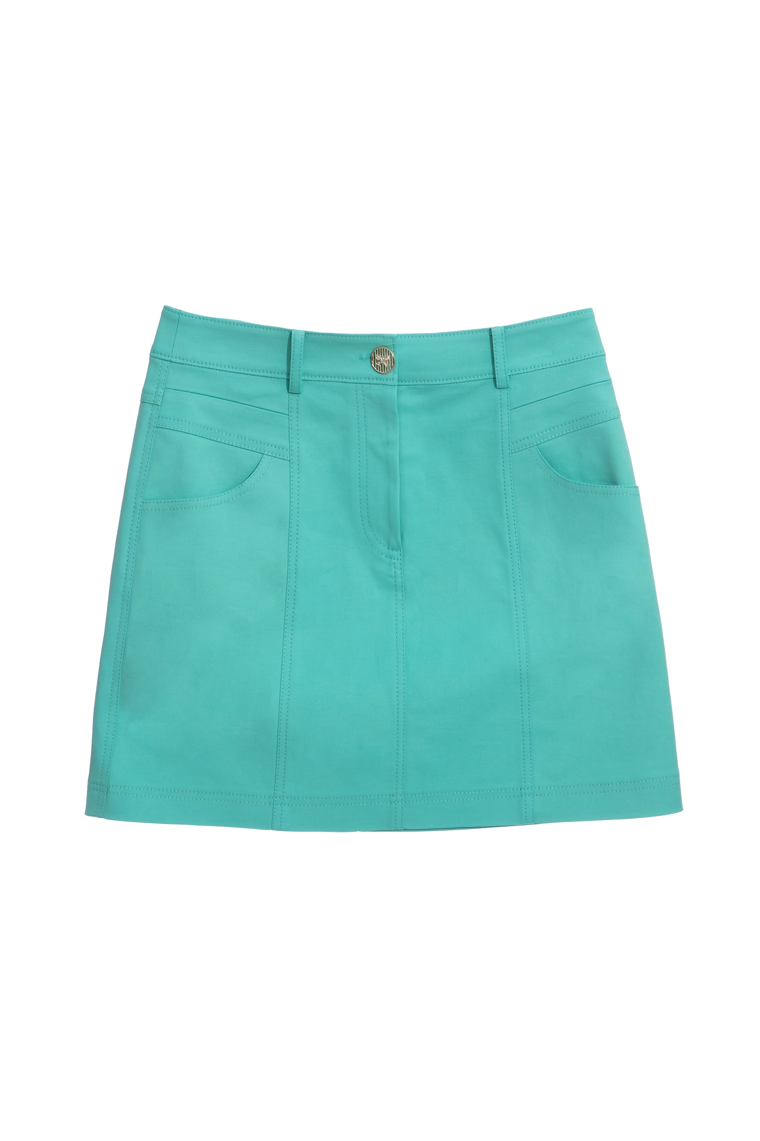 Tiffany Blue A-Line SkirtAquamarine blue pseudo-denim skirt,Season (SS) Look,Denim,Denim mini skirts,Denim skirts,Mini skirts