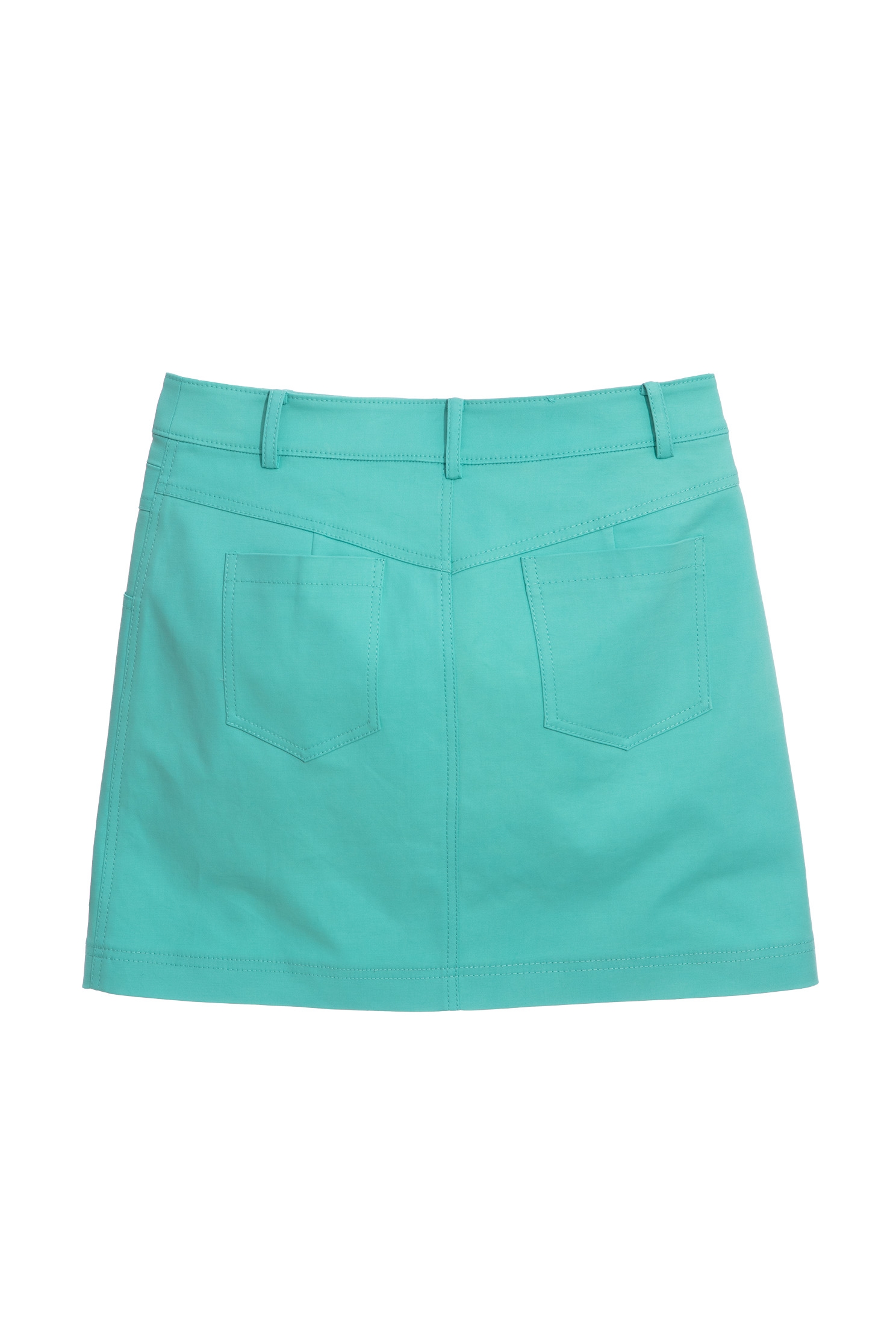 Tiffany Blue A-Line SkirtAquamarine blue pseudo-denim skirt,Season (SS) Look,Denim,Denim mini skirts,Denim skirts,Mini skirts