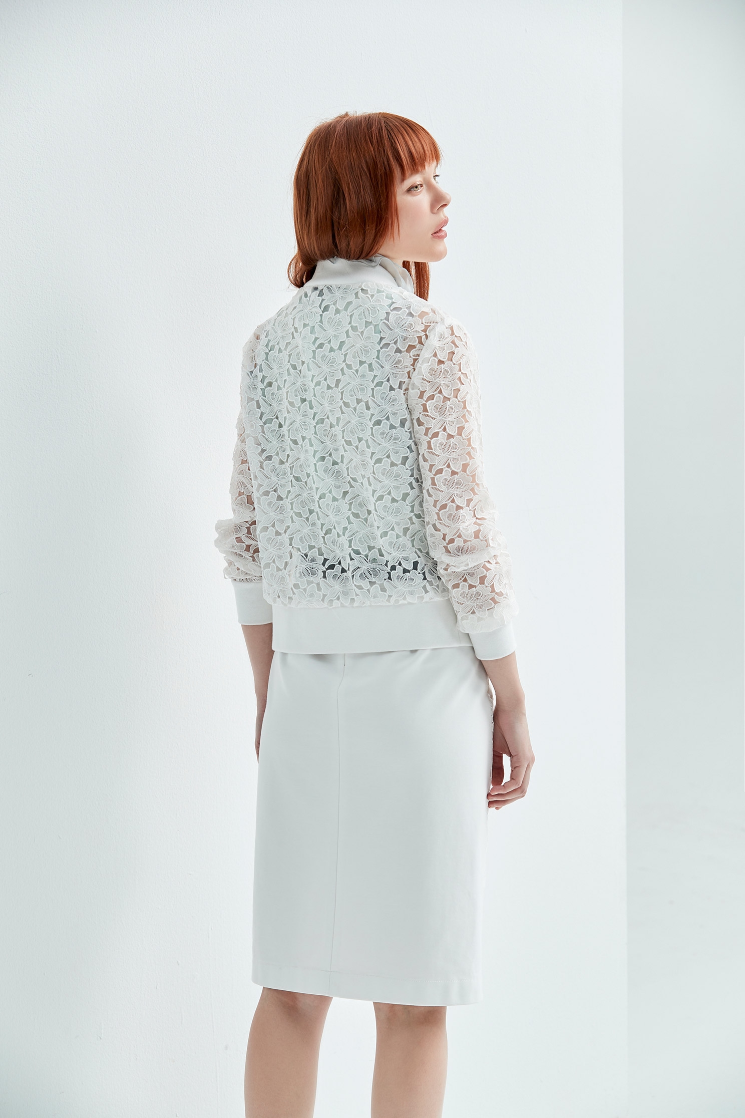 Front Cut Out Lace White SkirtContrast lace midi narrow skirt,Embroidered,Season (SS) Look,Pencil skirts,Belts,Lace,Midi skirts