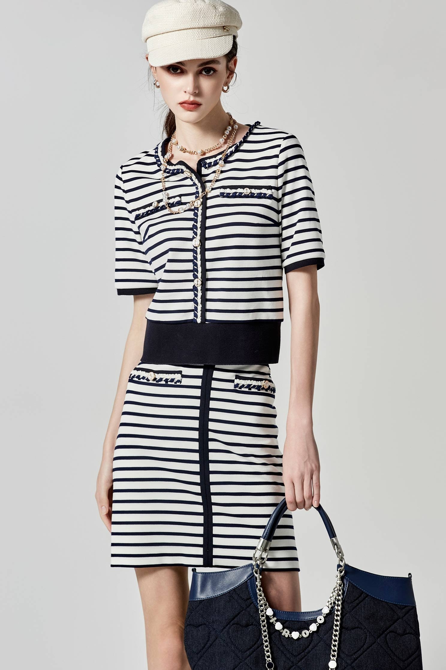 Navy Stripe SkirtNavy Stripe Skirt,Season (SS) Look,Mini skirts